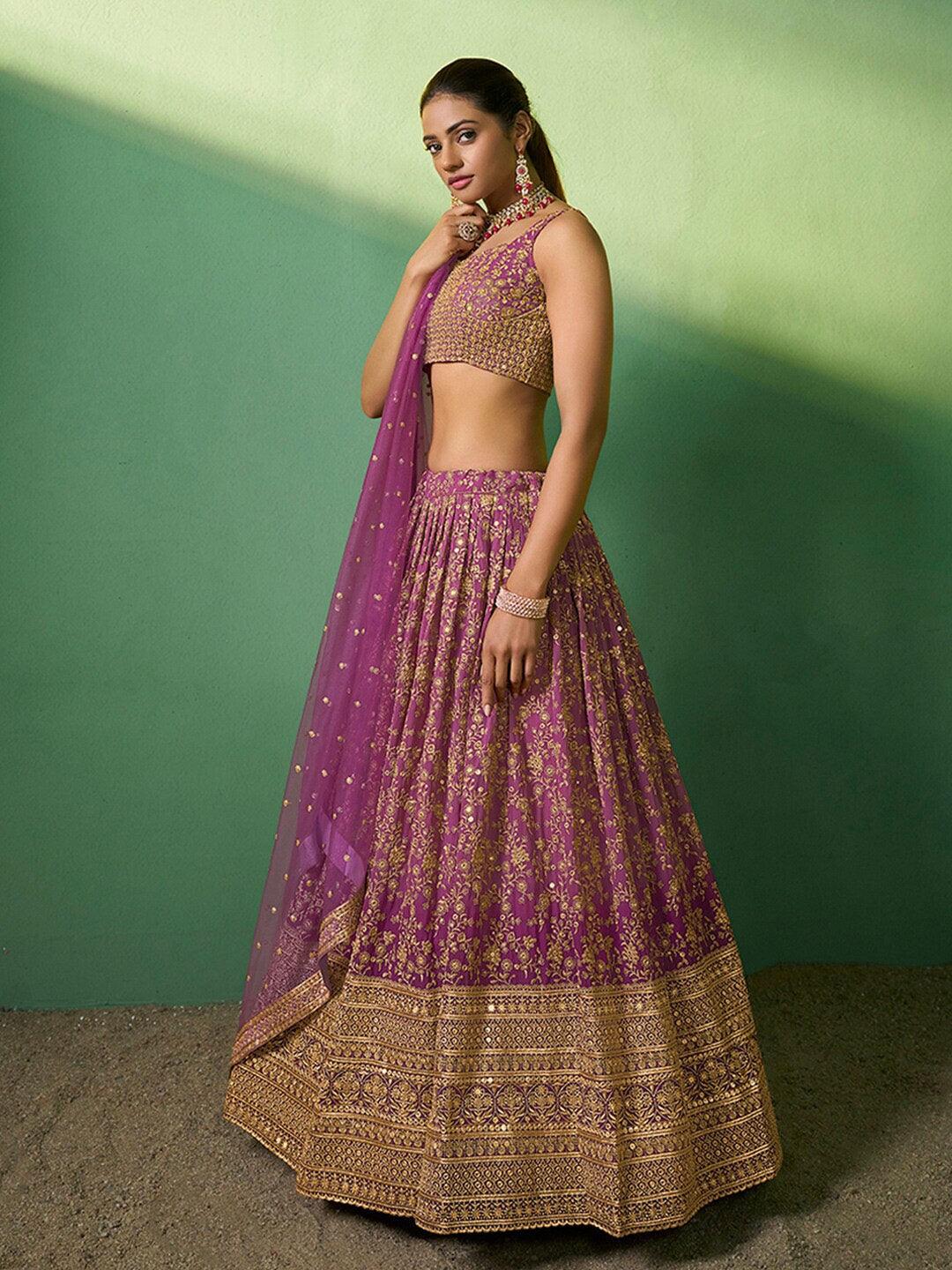 Lavender Georgette Embroidered Floral Lehenga Choli Buy Cheap Pre Order