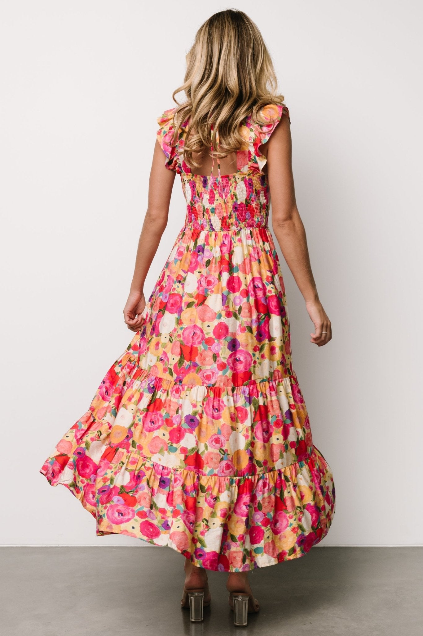 Ayla Tiered Maxi Dress | Pink Multi Floral Cheap Online Online