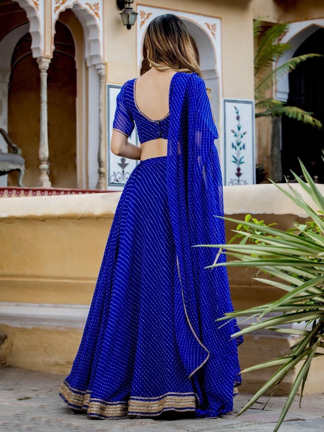 Blue color Georgette Leheriya printed lehenga choli Cheap Sale Comfortable