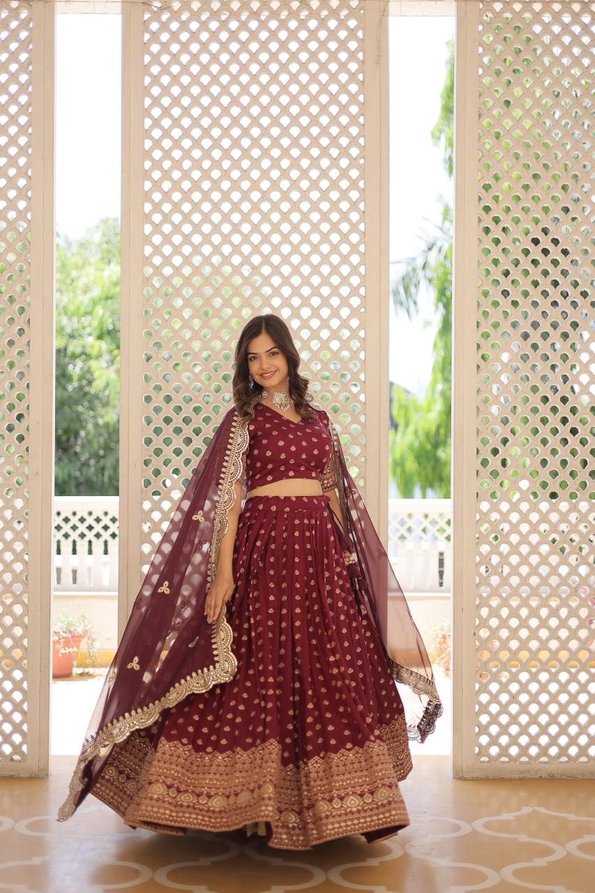 Pure Dyable Viscous Jacquard Double Zari Worked Lehenga Choli Clearance Genuine