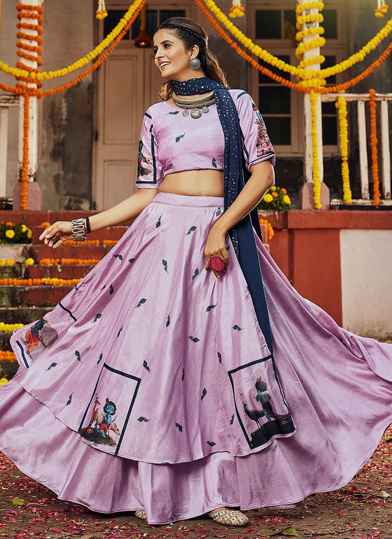 Digital Print Dusty Pink Navratri Ghagra Choli Cheap Sale Good Selling