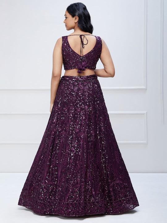 Purple Georgette Sequin work Flared lehenga choli Cheap Sale Amazing Pice