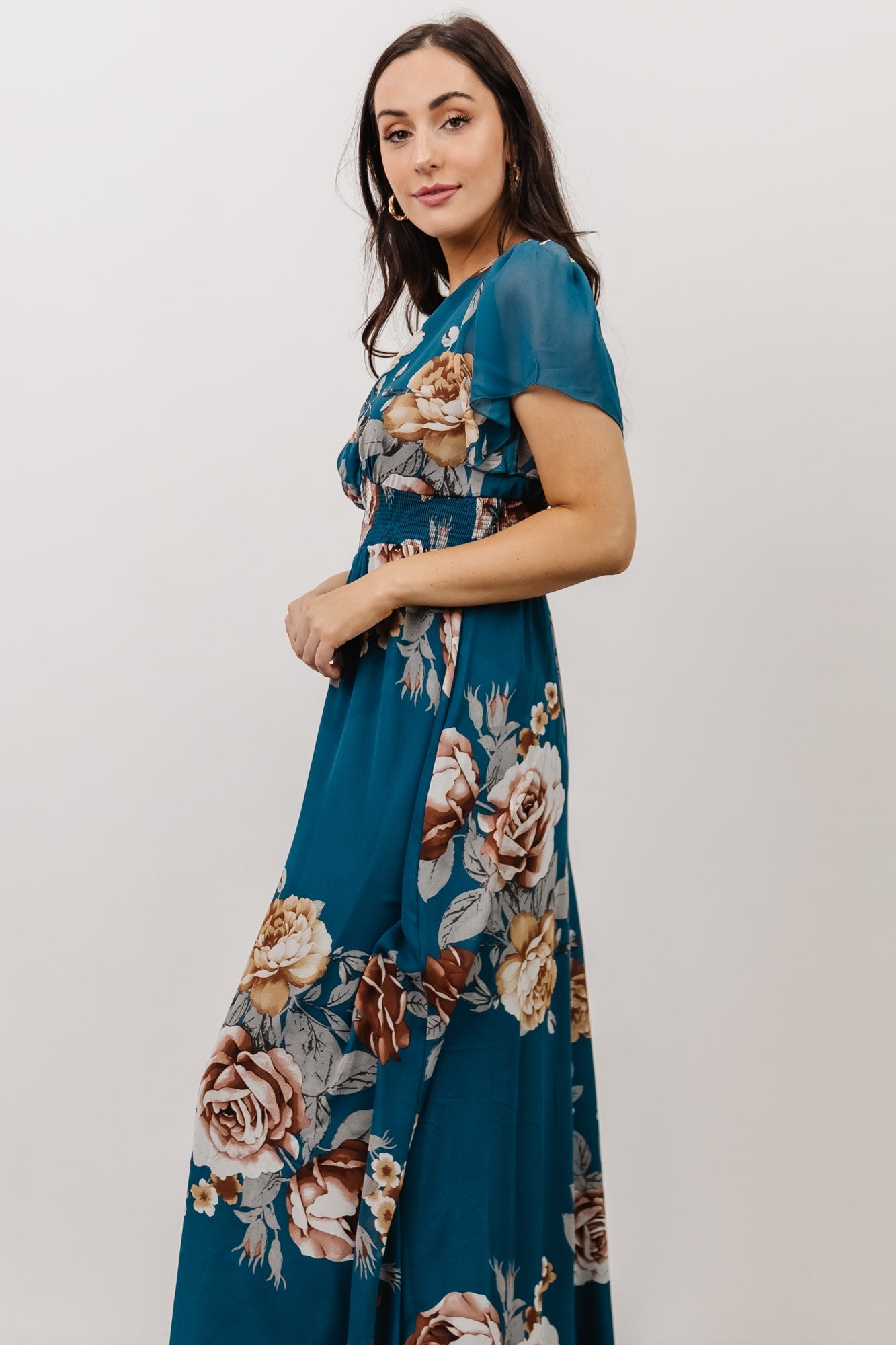 Alexandria Smocked Maxi Dress | Blue Floral Cheap Sale Online