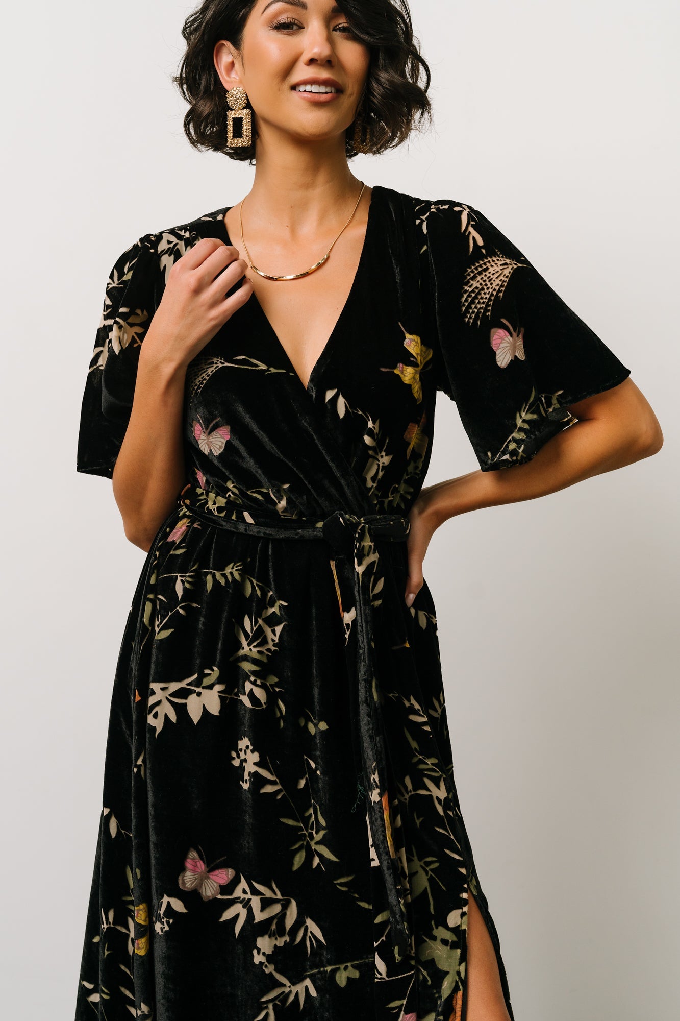 Uma Velvet Maxi Dress | Black Butterfly Print Tumblr Cheap Pice