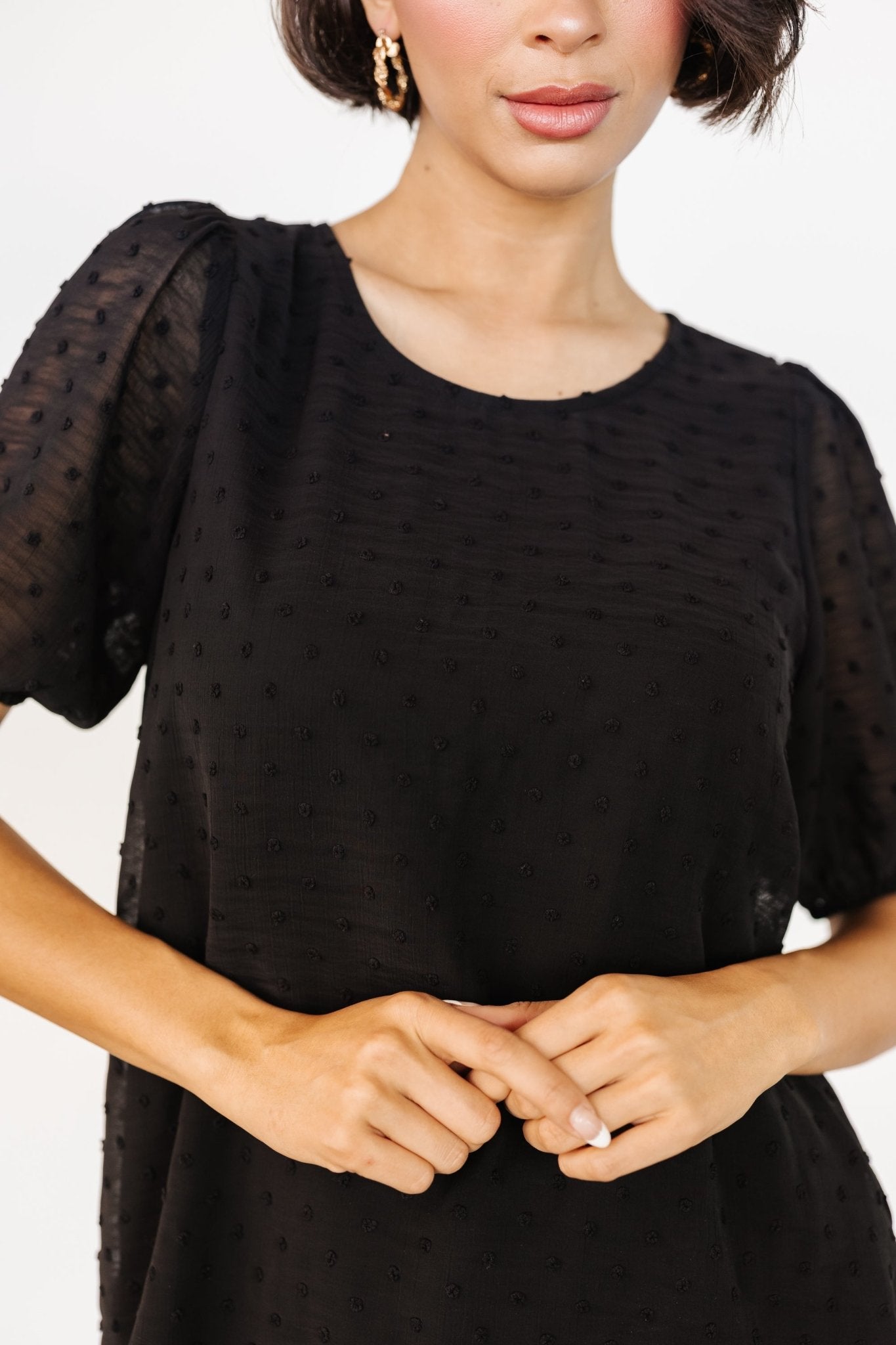 Tawnie Swiss Dot Top | Black Looking For For Sale