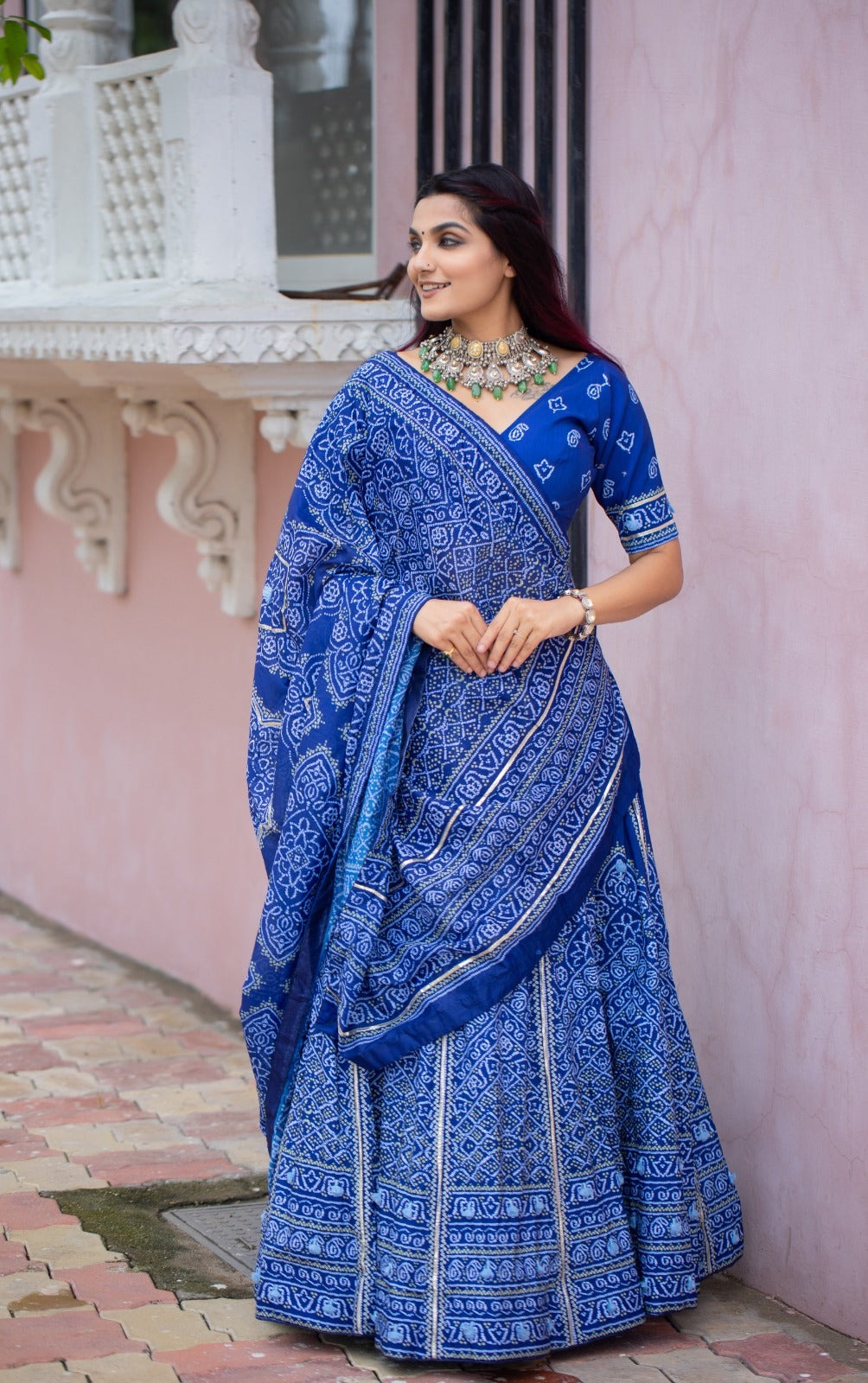 Lavish Navy Blue Color Silk Fabric Gota Patti Work Printed Lehenga Choli Clearance Online Fake