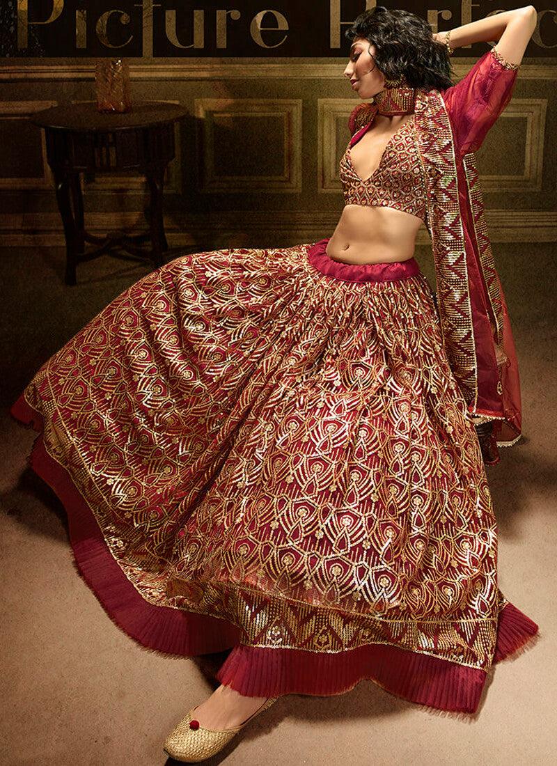 Unbeatable Maroon Soft Net Base Sangeet Wear Lehenga Choli Cheap Sale Pay With Paypal