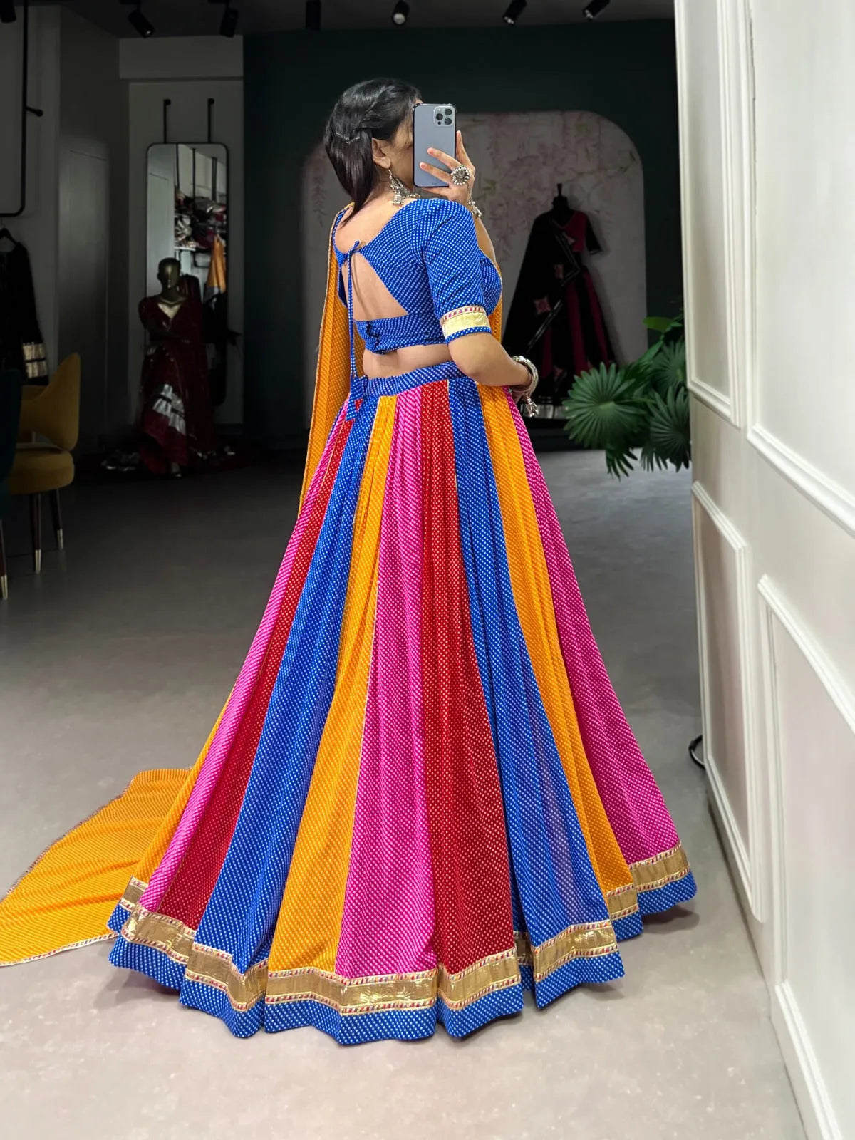 Stunning Multi Colored Georgette Navratri Lehenga Choli Clearance Clearance