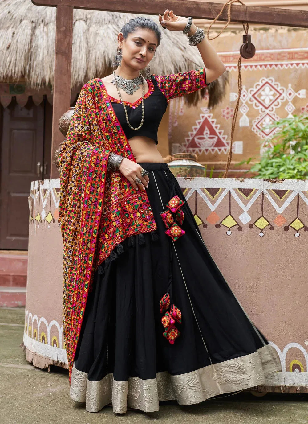 Outstanding Black Embroidered Navratri Lehenga Choli Cheap Sale Pay With Paypal