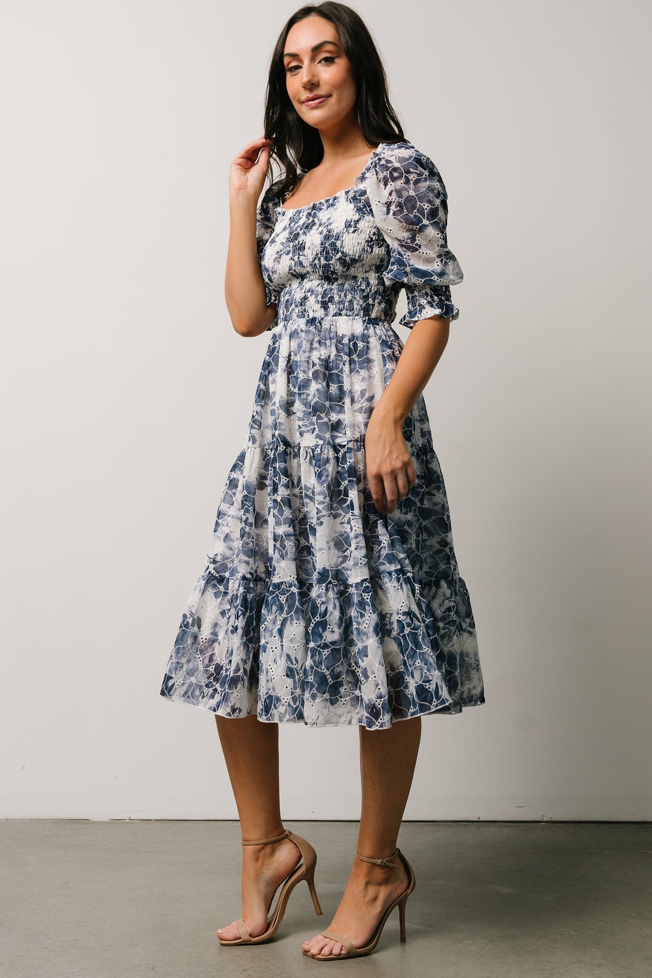 Hazel Eyelet Midi Dress | Navy Clearance Nicekicks