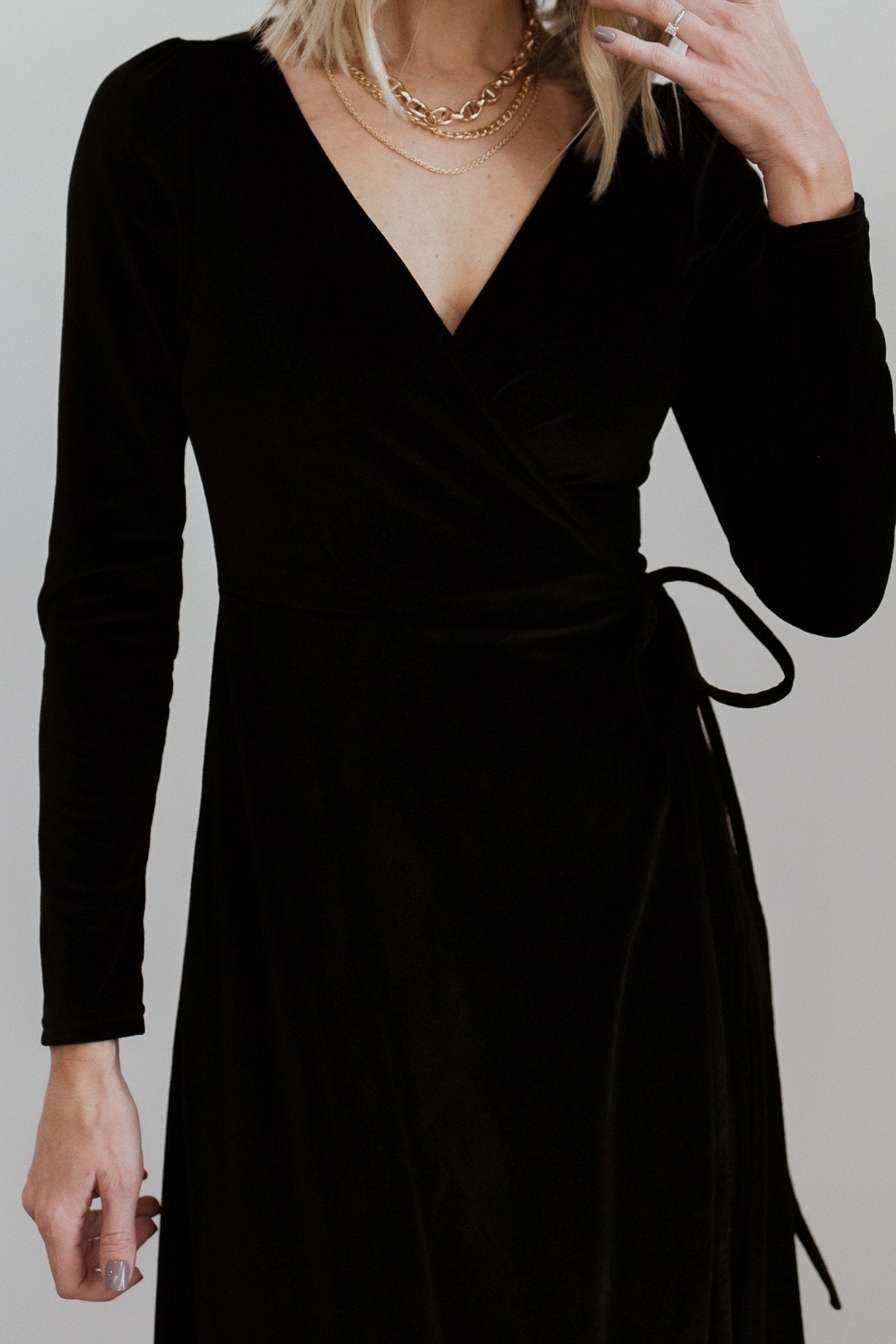 Esmerelda Velvet Wrap Maxi Dress | Black Quality Free Shipping