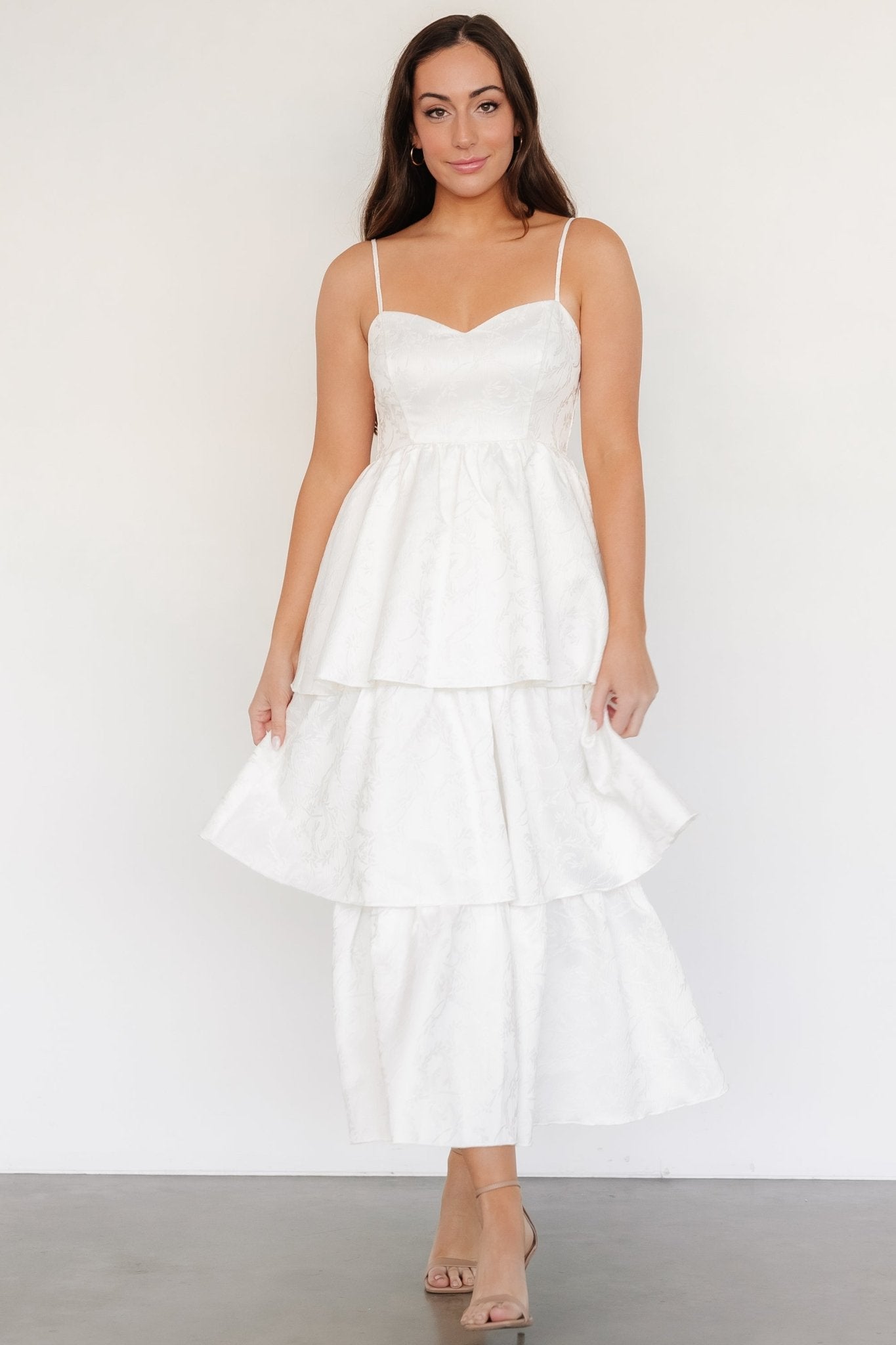 Violetta Embossed Tiered Dress | Off White Cheap Pice From China