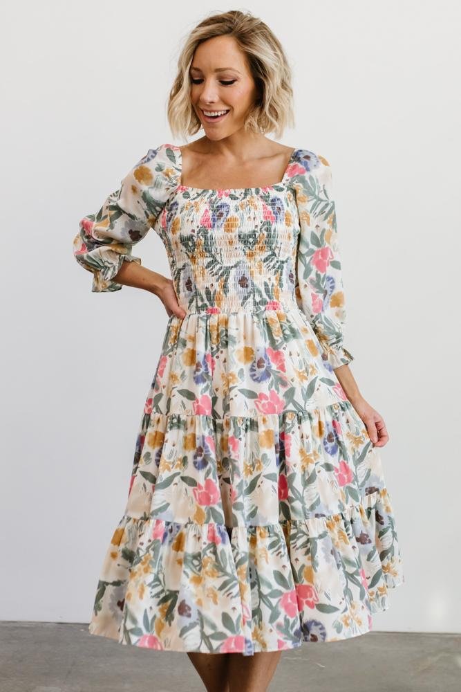 Marta Smocked Midi Dress | Multi Floral Amazon Sale Online