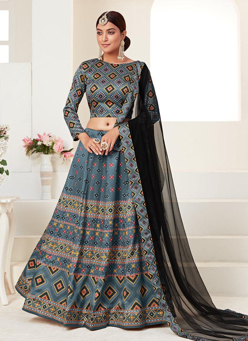 Fossil Grey Digital Print Kalidar Chaniya Choli Clearance Online Official Site