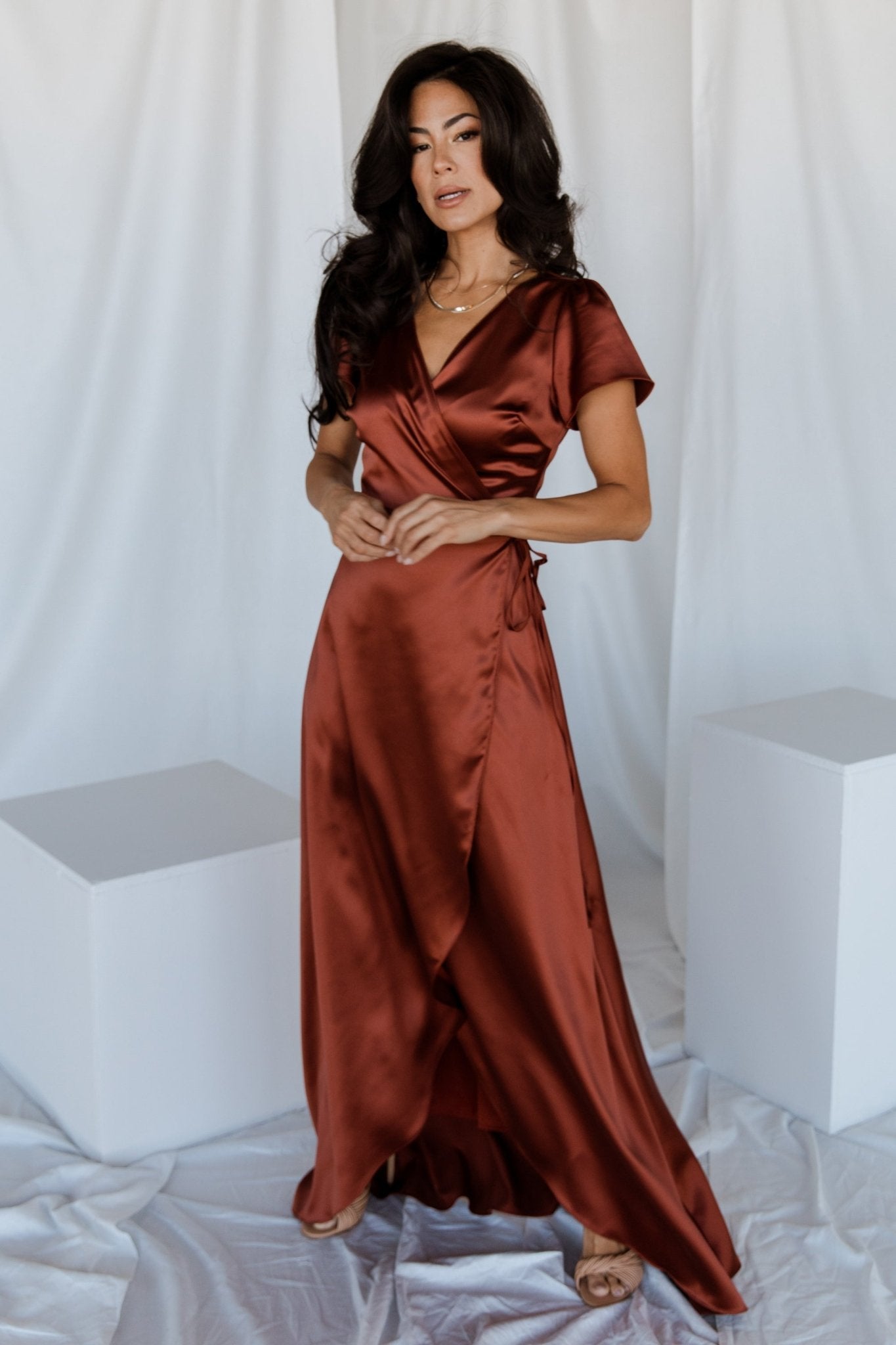 Krystal Satin Wrap Gown | Cinnamon Largest Supplier Online