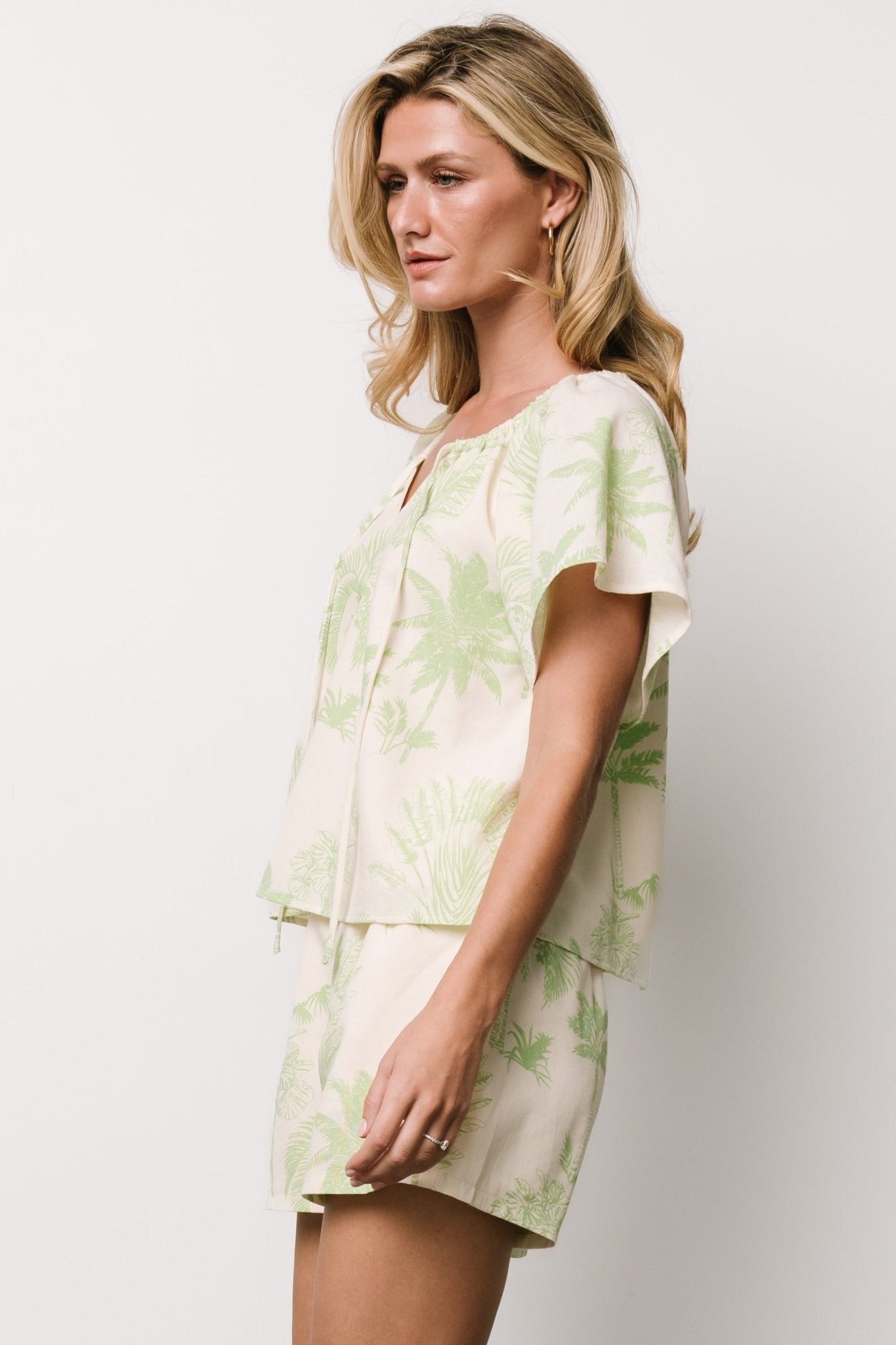 Carlina Set | Cream + Green Print Cheap Sale New Arrival