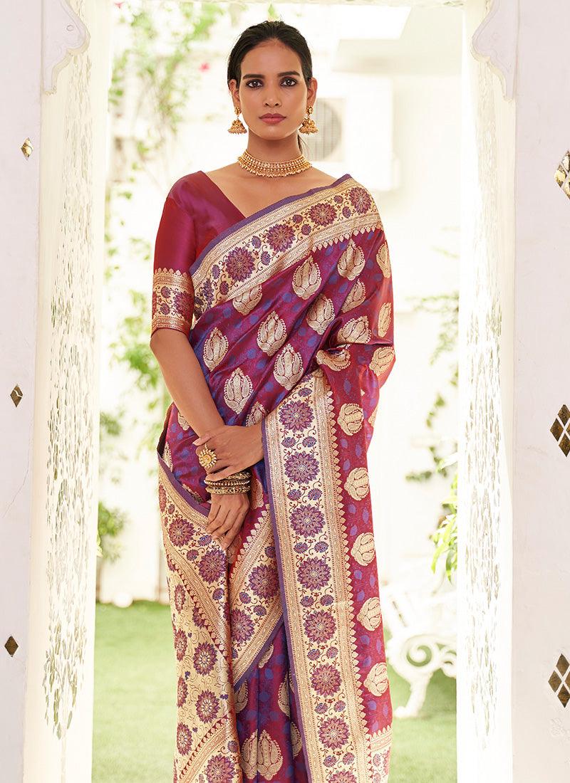 Fascinating Purple Color Silk Base Ceremonial Saree With Silk Weave Buy Cheap Cheapest