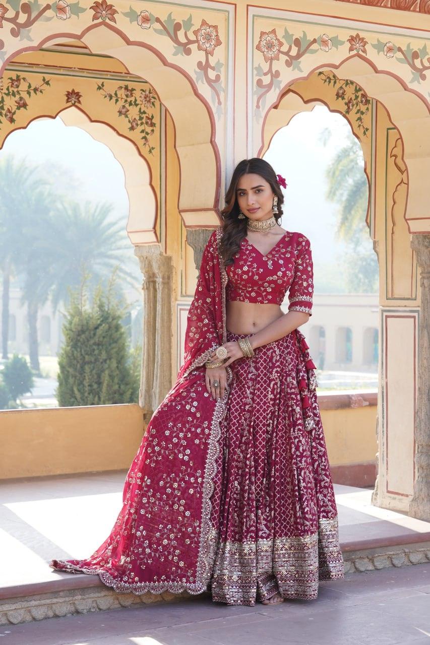 Attractive Pure Viscous Georgette Heavy Sequins Embroidered Lehenga Choli Set Countdown Package