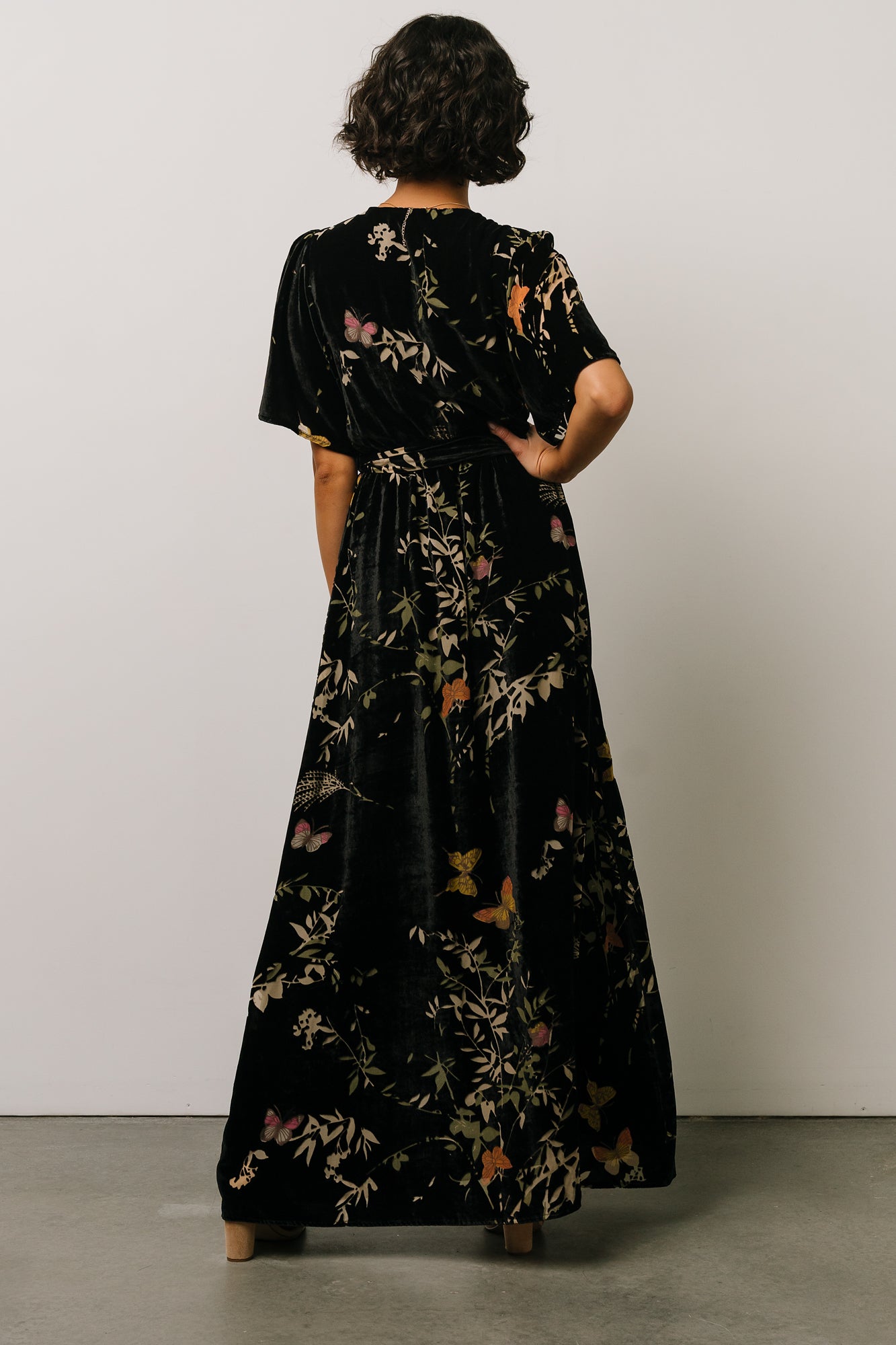 Uma Velvet Maxi Dress | Black Butterfly Print Tumblr Cheap Pice