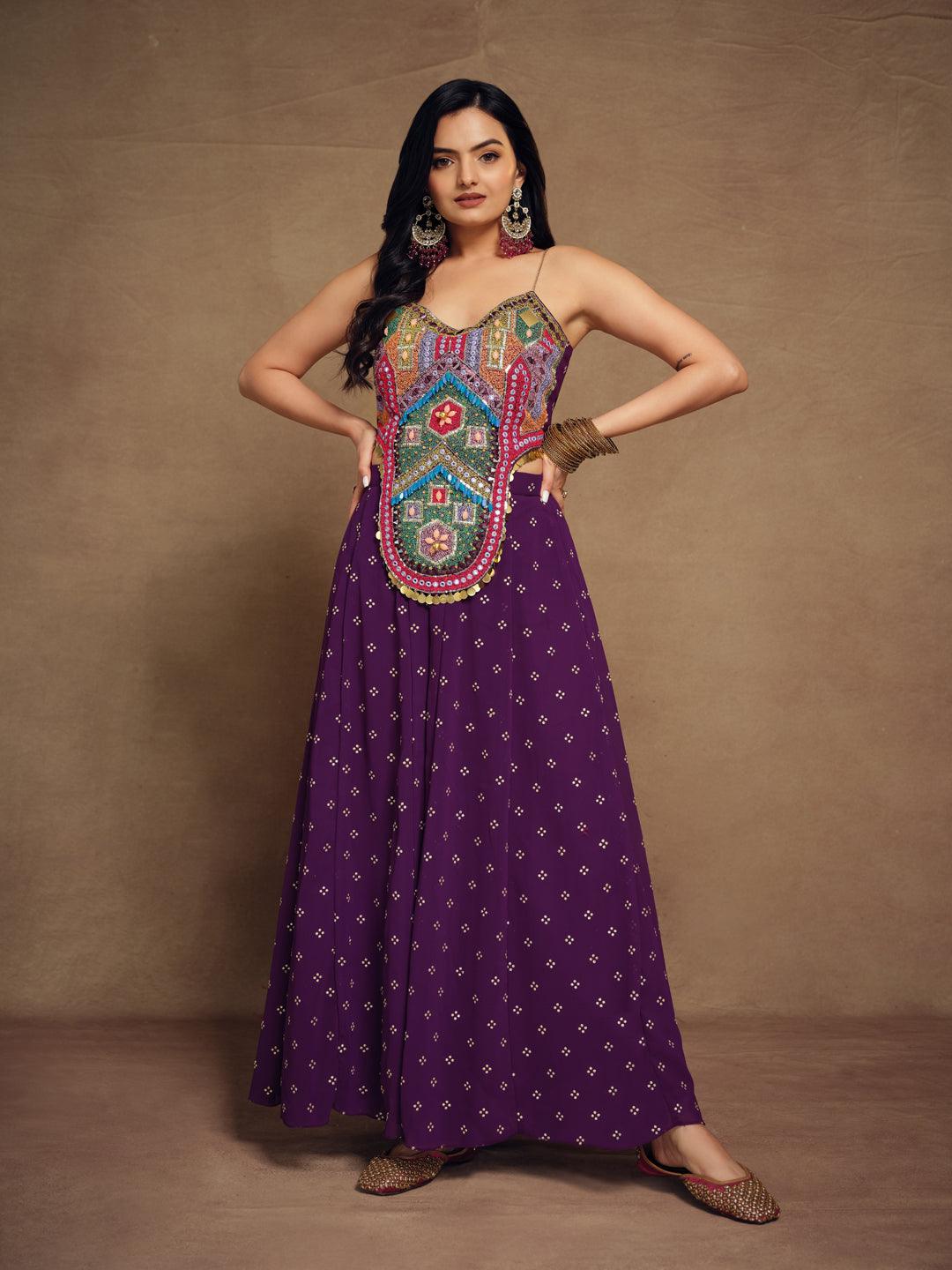 Purple silk Embroidered ready-to-wear co-ords 2025 New Sale Online