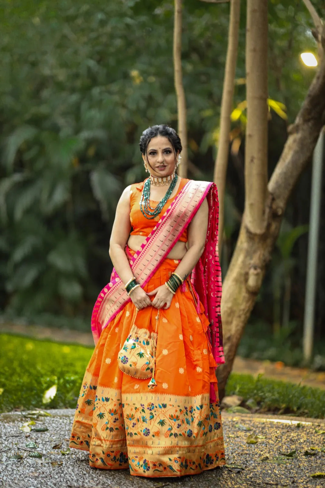 Traditional Orange Silk Weave Lehenga Choli Sale Comfortable