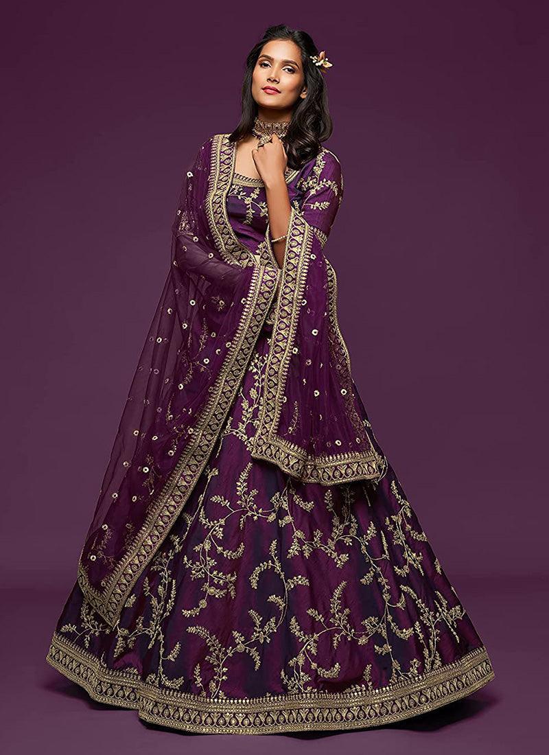 Purple Color Art Silk Material Dori Work Lehenga With Net Dupatta Cheap Sale Marketable