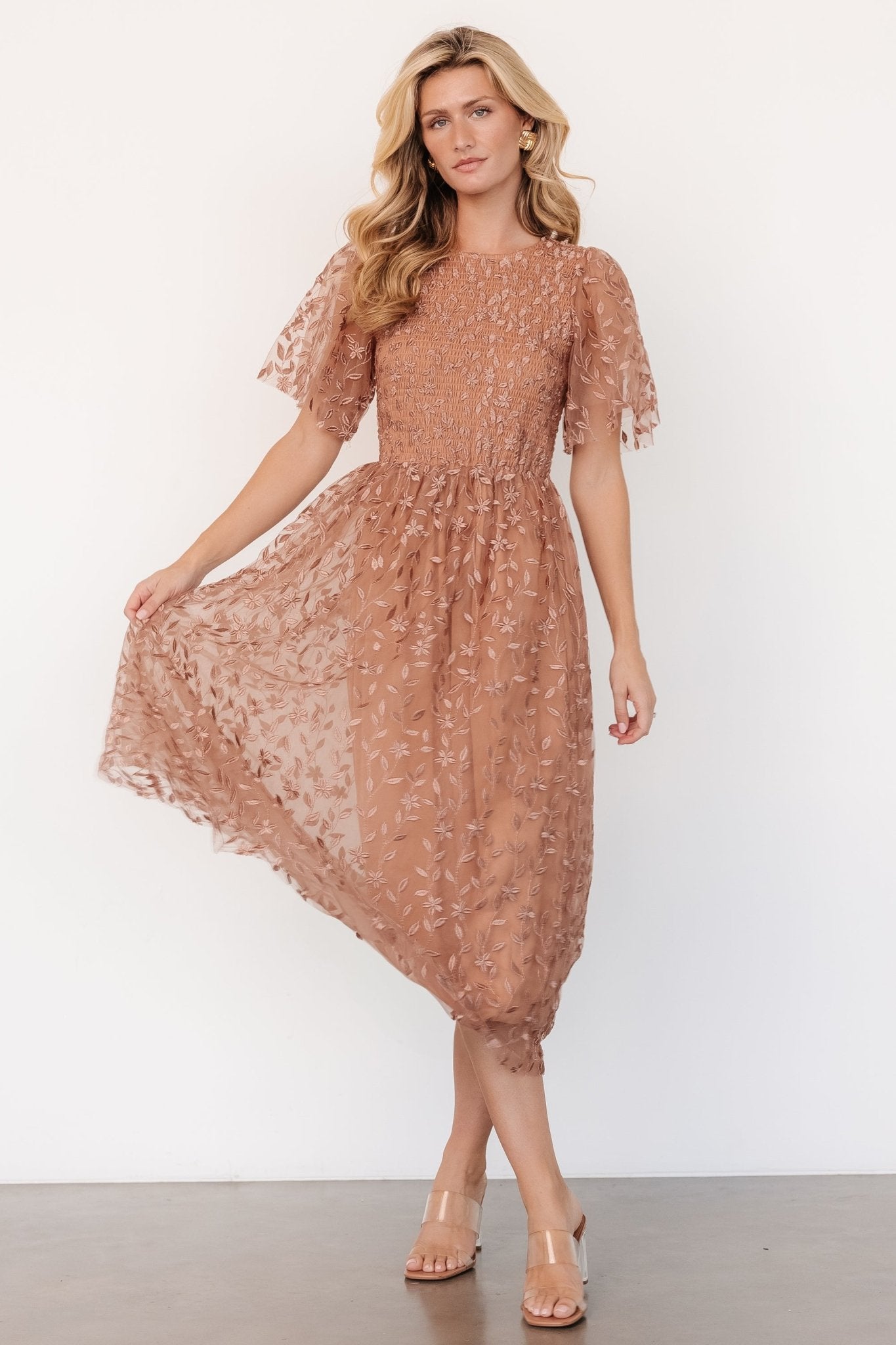 Kendra Embroidered Dress | Nude Rose For Sale Online