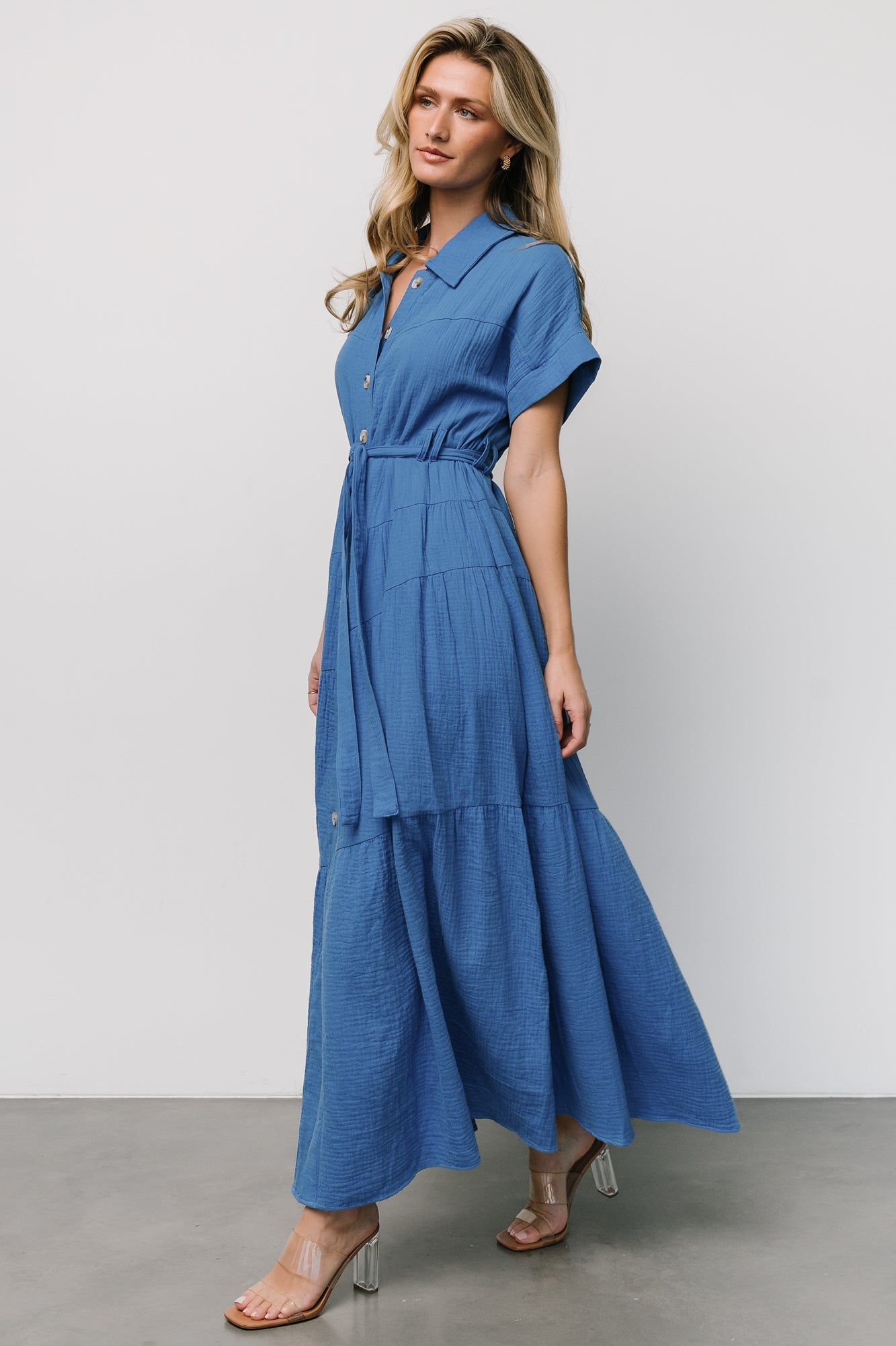 Aizey Button Up Maxi Dress | Blue Buy Cheap Wide Range Of