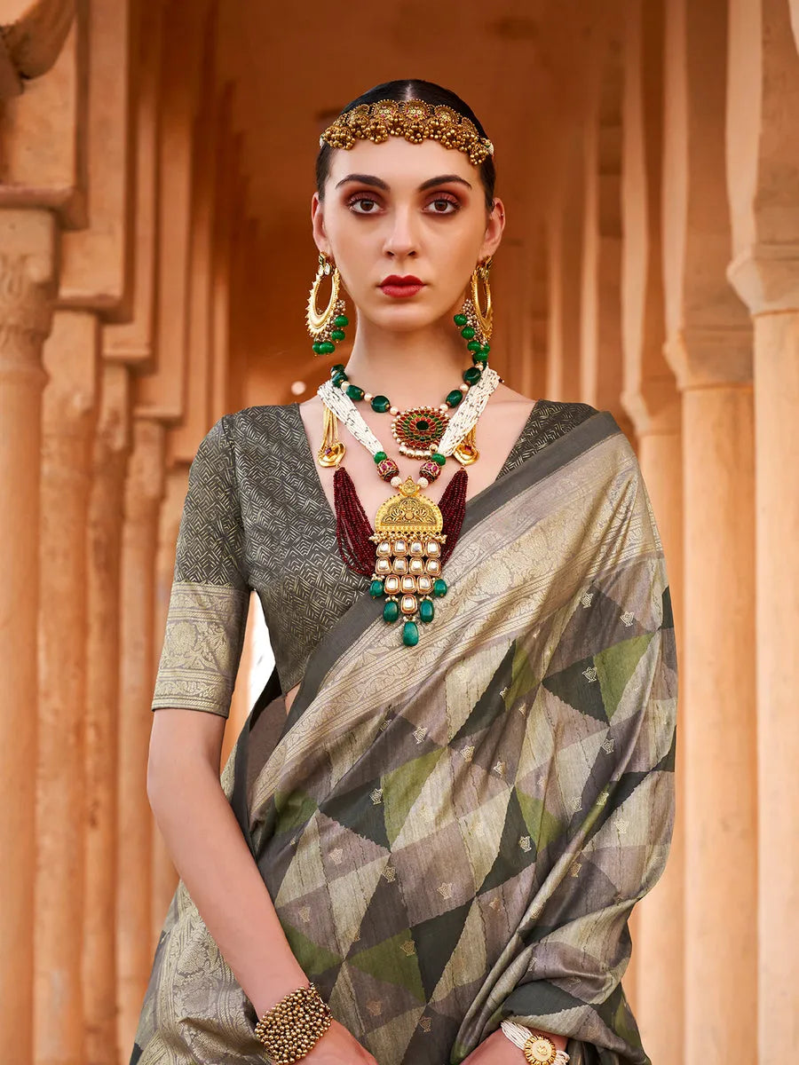 Superb Mehndi Green Viscose Silk Printed Saree Find Great Online