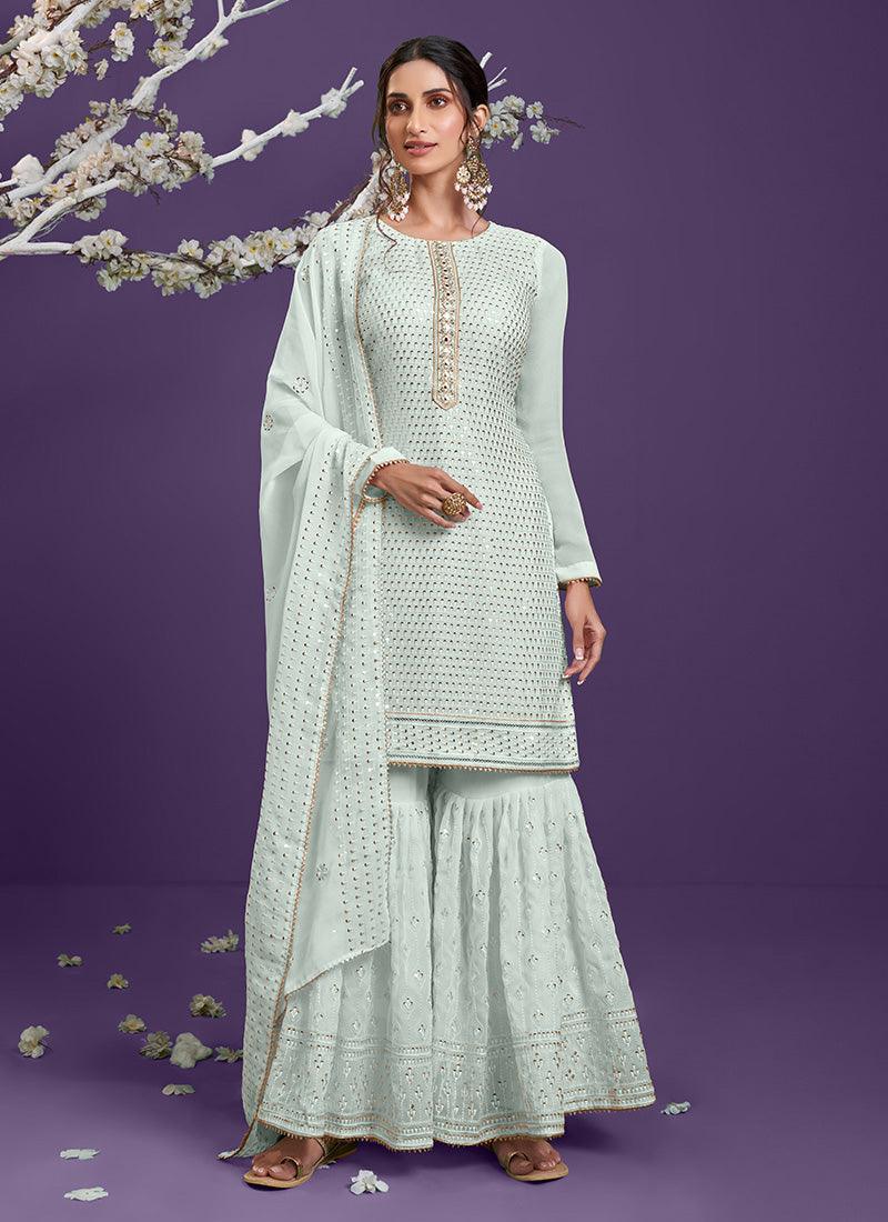 Georgette Base Firozi Pakistani Sharara Suit 2025 New