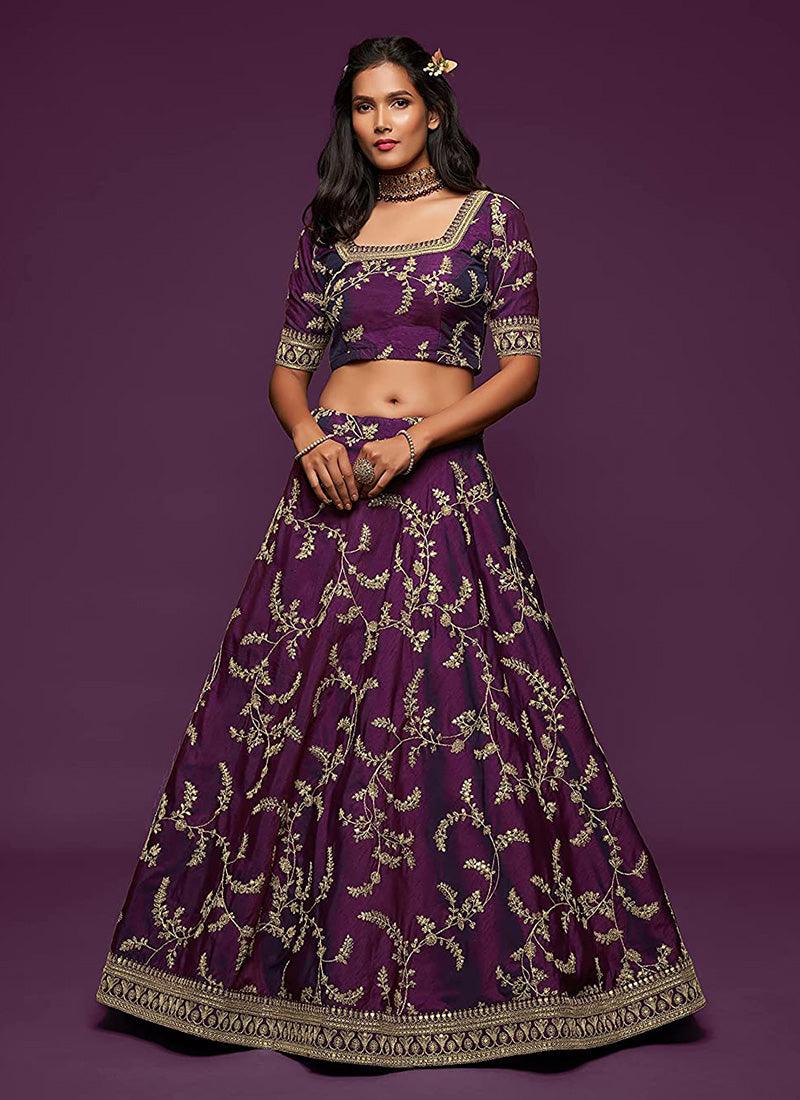 Purple Color Art Silk Material Dori Work Lehenga With Net Dupatta Cheap Sale Marketable