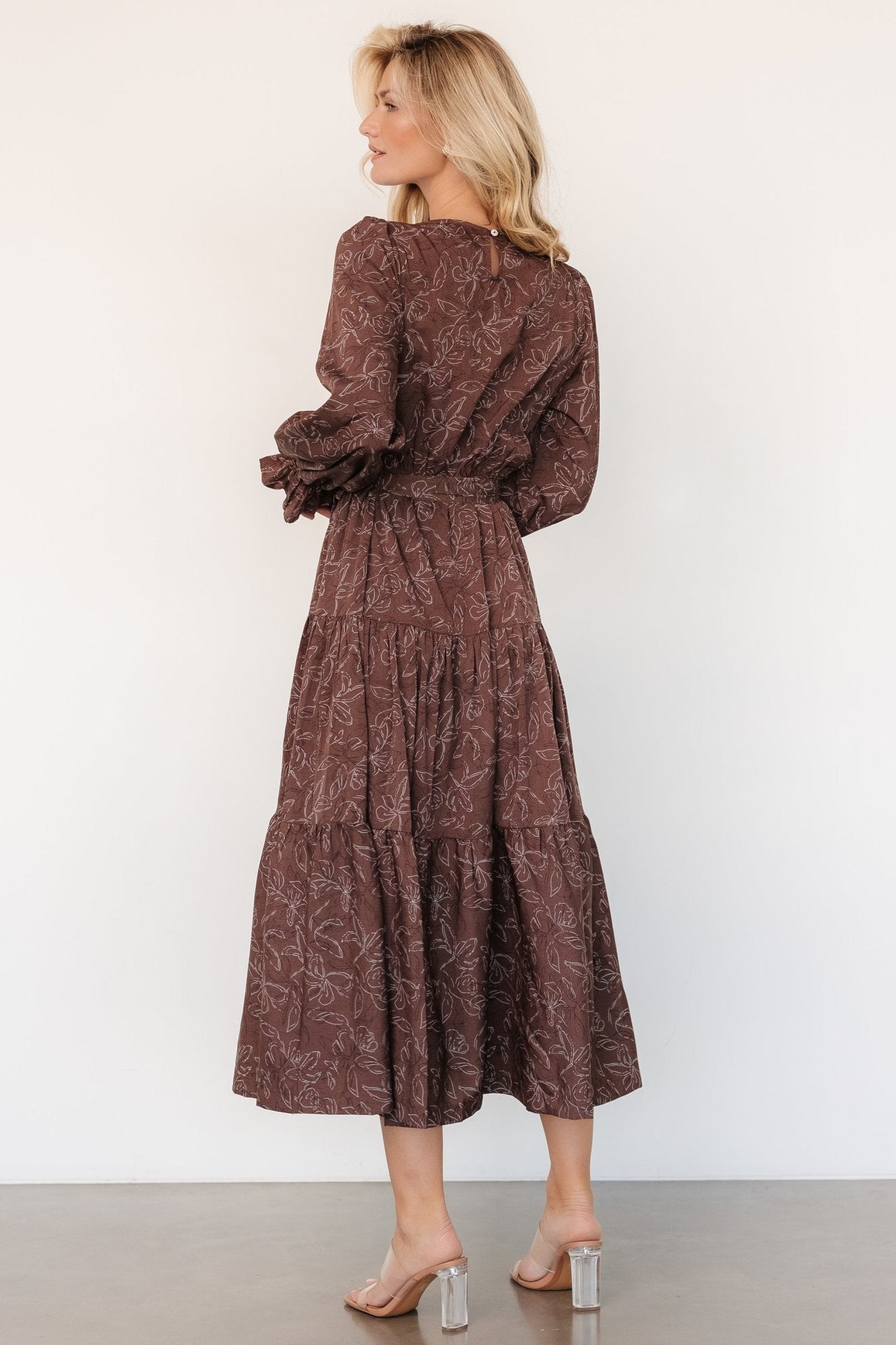 Ashlyn Long Sleeve Dress | Brown Print Deals Cheap Online