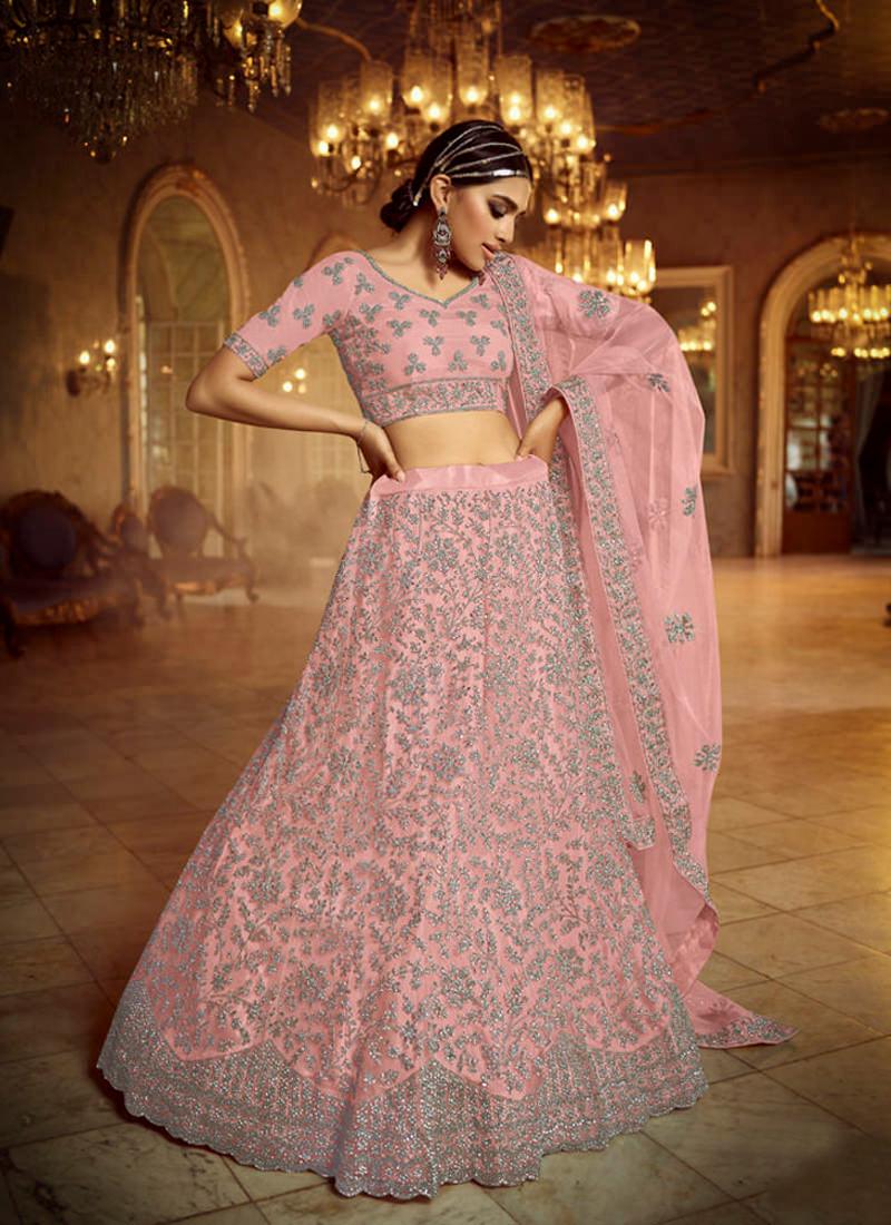 Astonishing Pink Dori Zarkan Soft Net Lehenga Choli Set High Quality