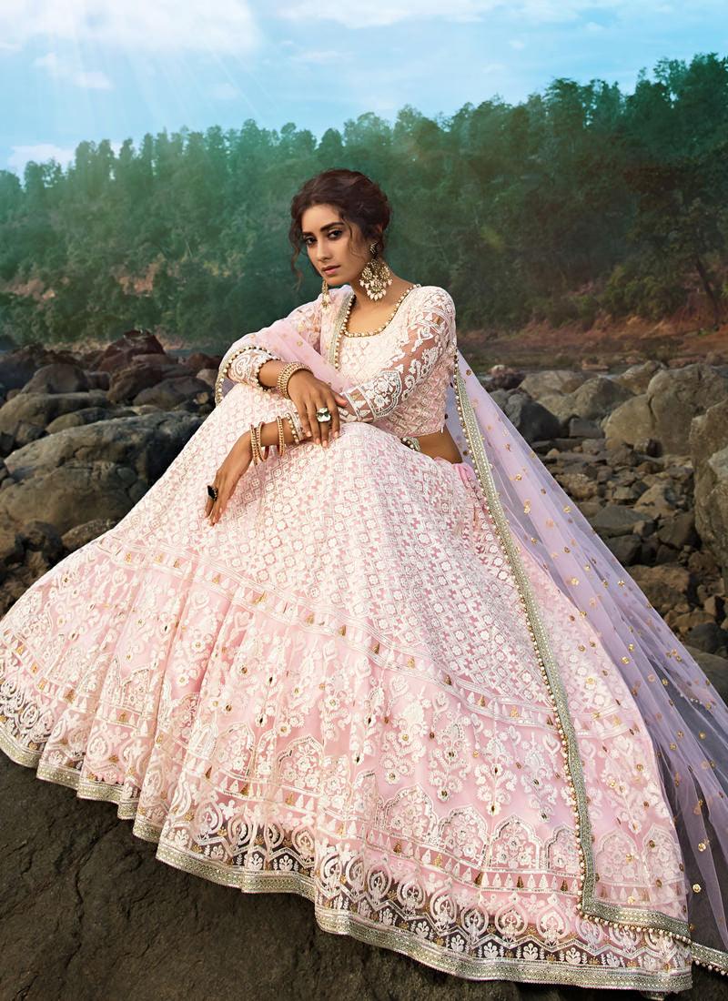 Fantastic Baby Pink Soft Net Base Sequin Zari And Resham Lehenga Choli Hot Sale Cheap Pice