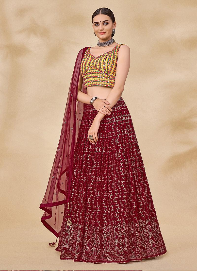 Sleeveless Maroon Readymade Chaniya Choli Best