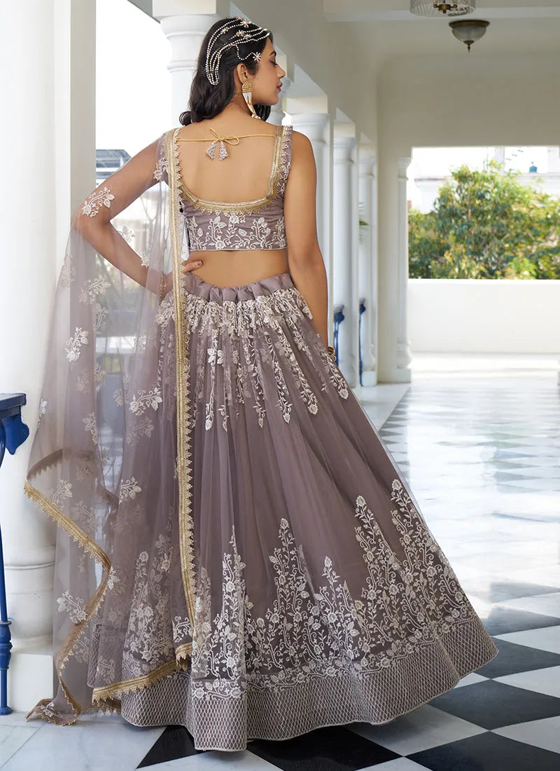 Bridesmaid Dusty Brown Embroidery Wedding Lehenga Choli Clearance Official