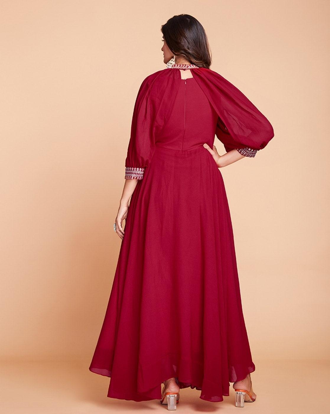 Red Color Georgette Gown with Add On Sleeves With Mastercard Cheap Pice