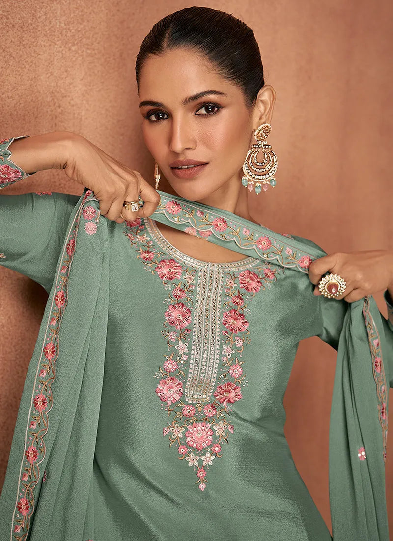 Outstanding Designer Embroidered Party Wear Sharara Suit Visit Sale Online