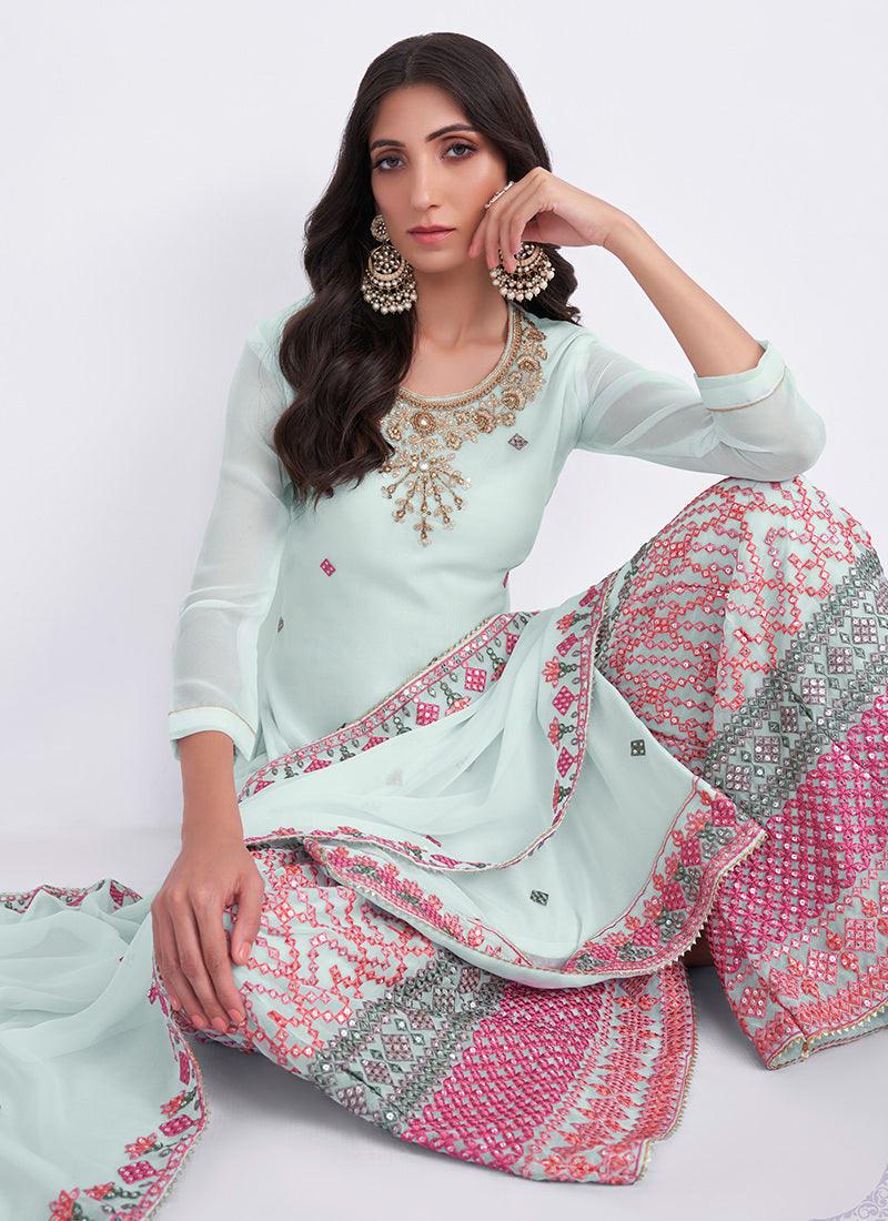 Light Blue Georgette Pakistani Sharara Buy Cheap Tumblr