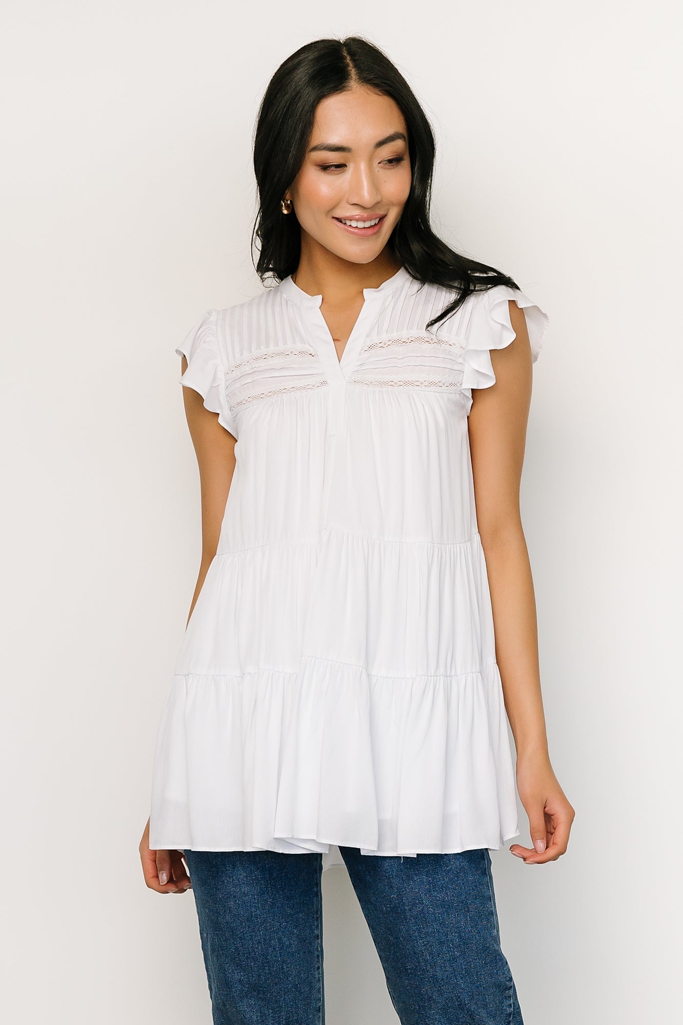 Margaret Tiered Top | White Release Dates Cheap Online