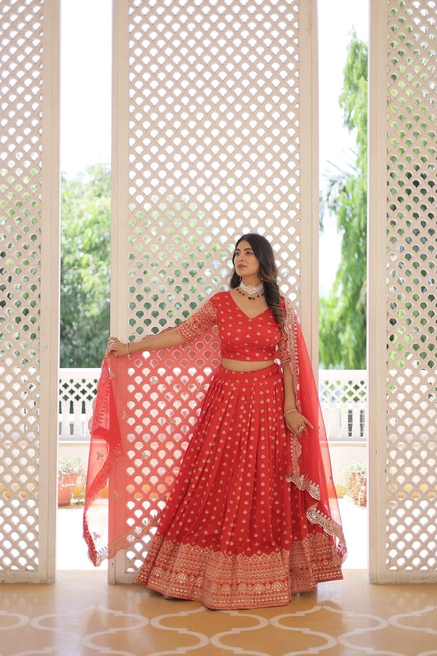 Pure Dyable Viscous Jacquard Double Zari Worked Lehenga Choli Clearance Genuine