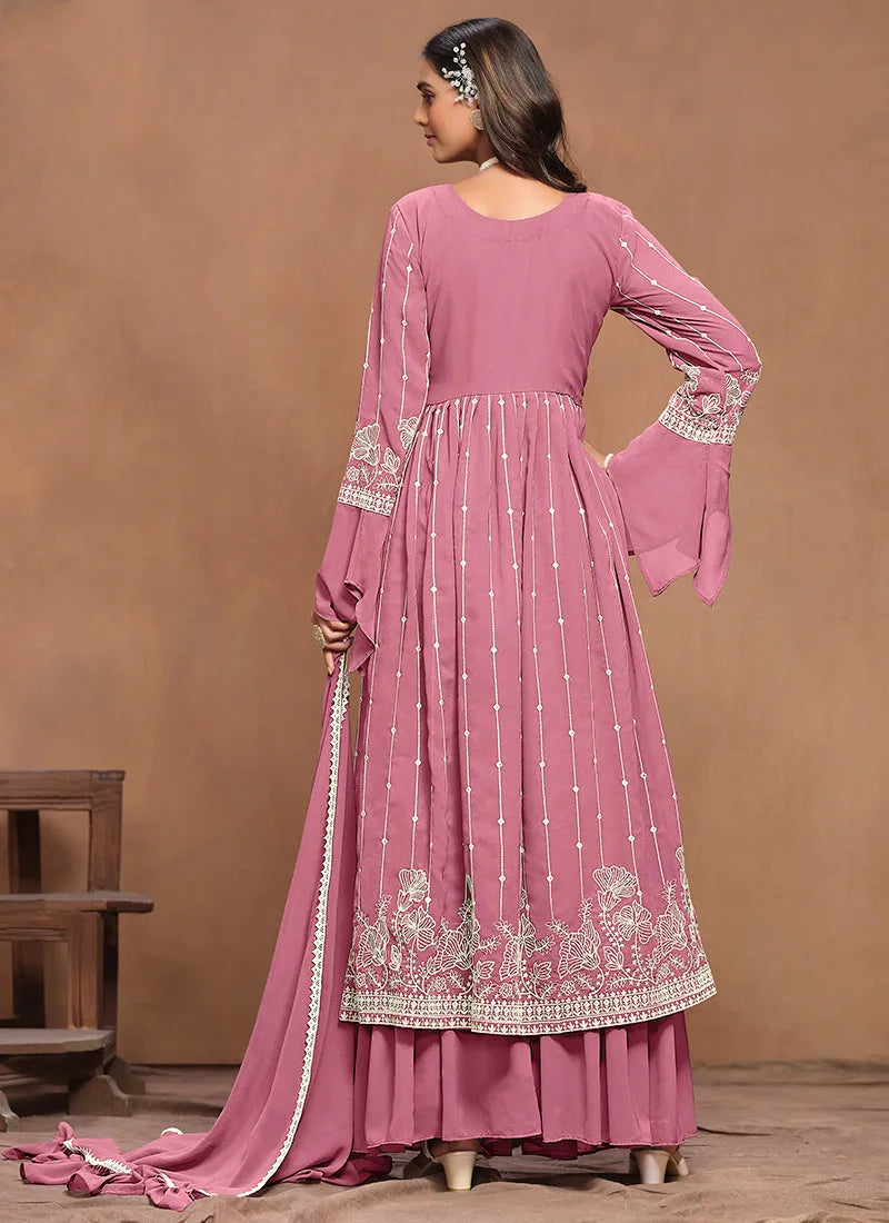 Impressive Light Pink Embroidered Kurta Palazzo Suit Cheap Sale Genuine