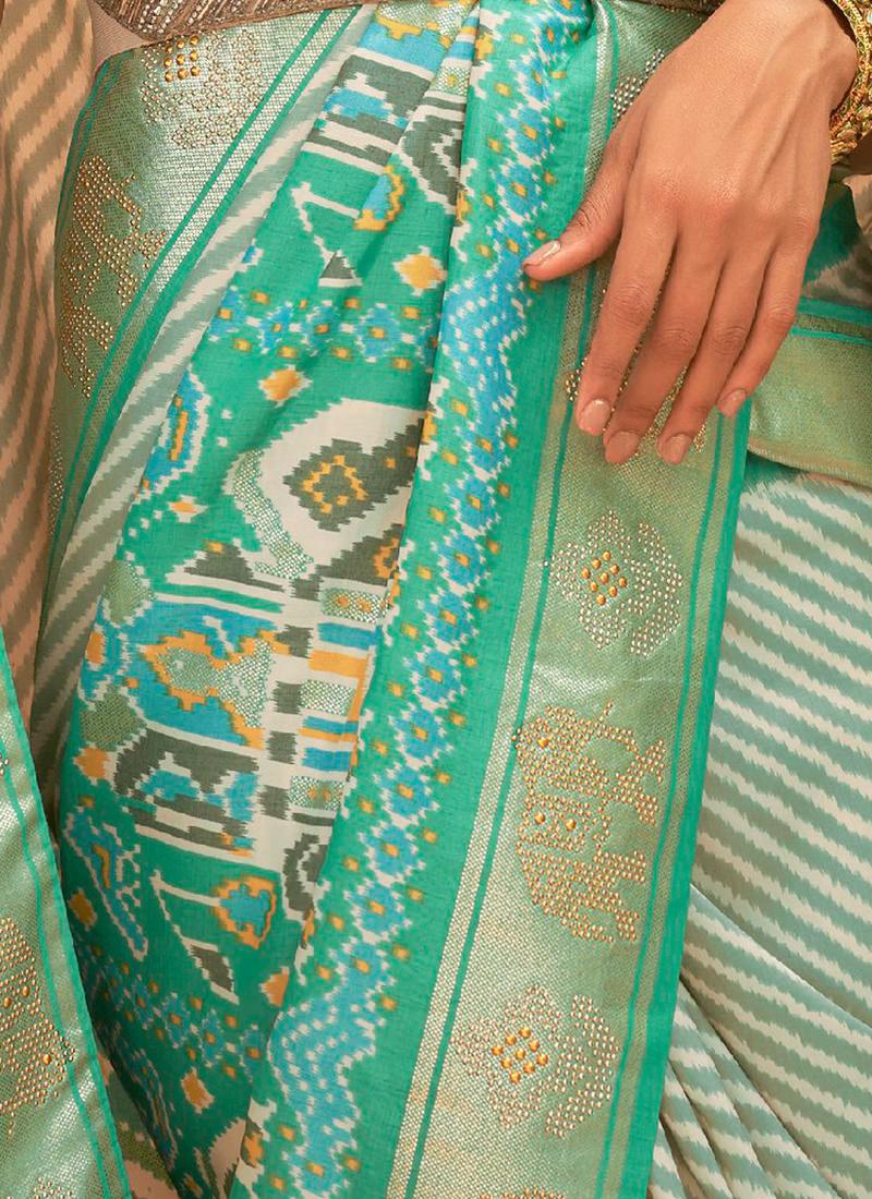 Sea Green Pure Silk Patola Saree Cheap Pice