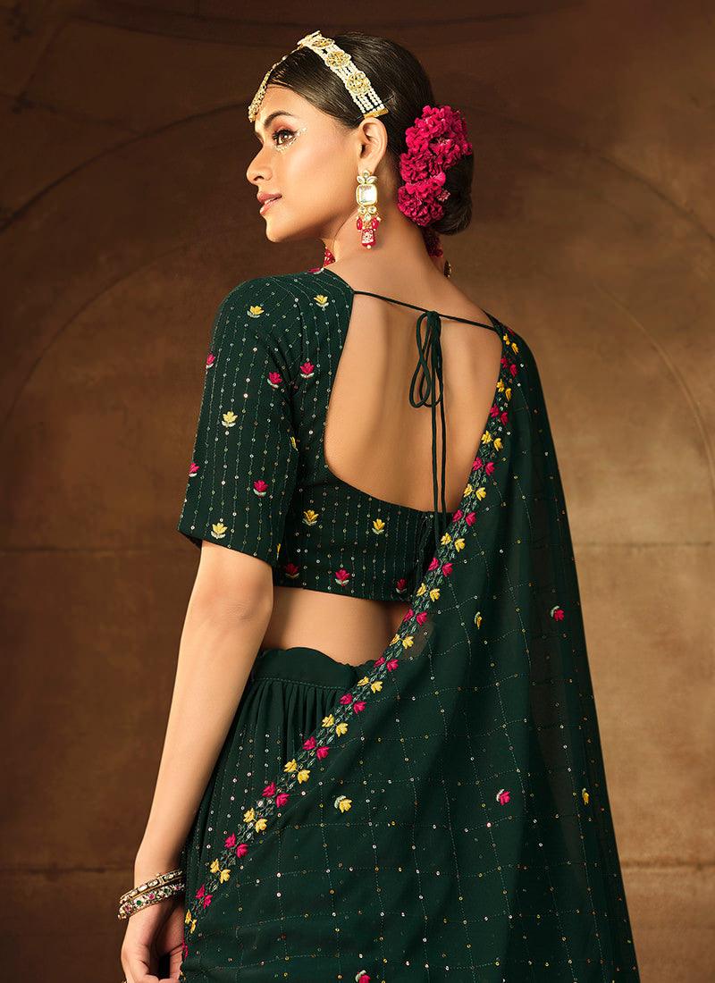 Green Color Floral Embroidered Lehenga 2025 New For Sale