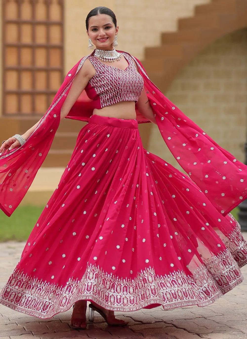 Designer Pink Classic  Lehenga Choli Set Discount