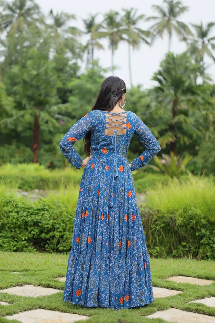 Elegant and Fabulous Bandhni Printed Navratri Gowns Shipping Outlet Store Online