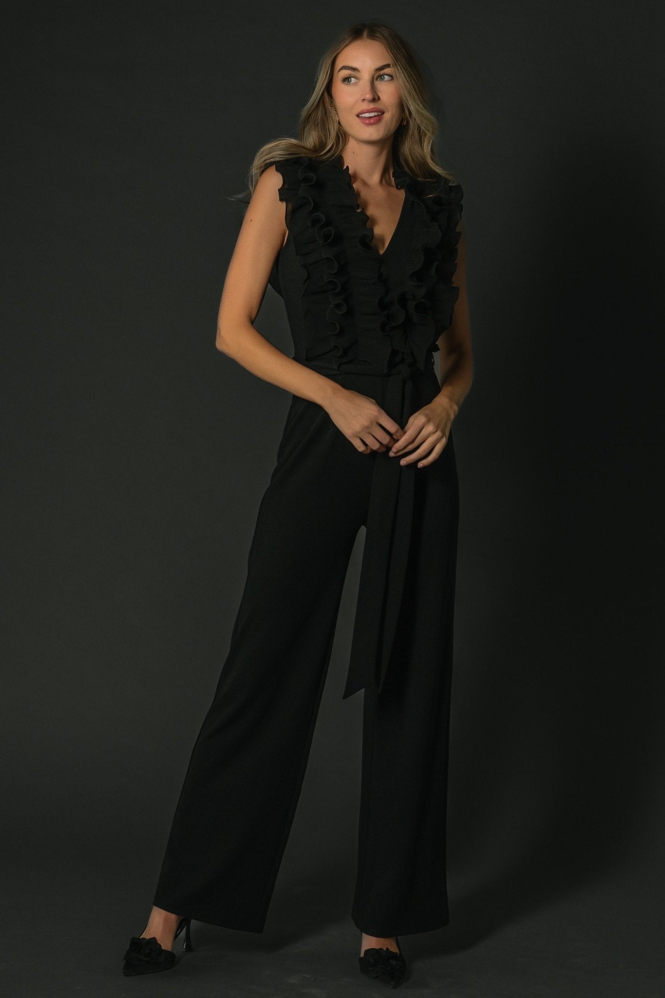 Tyra Ruffle Tank Jumpsuit | Black Cheap Sale Footlocker Pictures