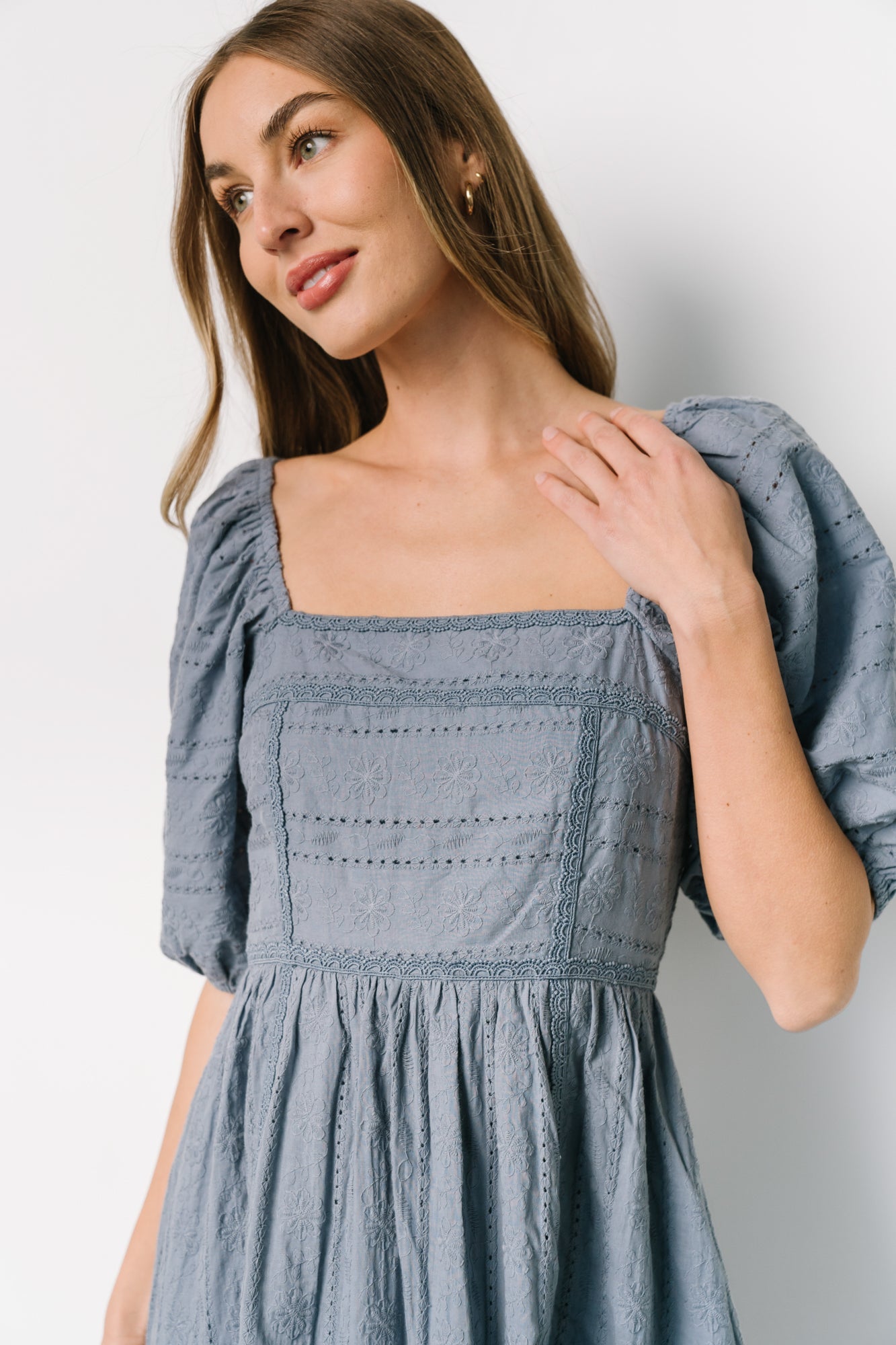 Delaney Eyelet Dress | Dusty Blue Brand New Unisex