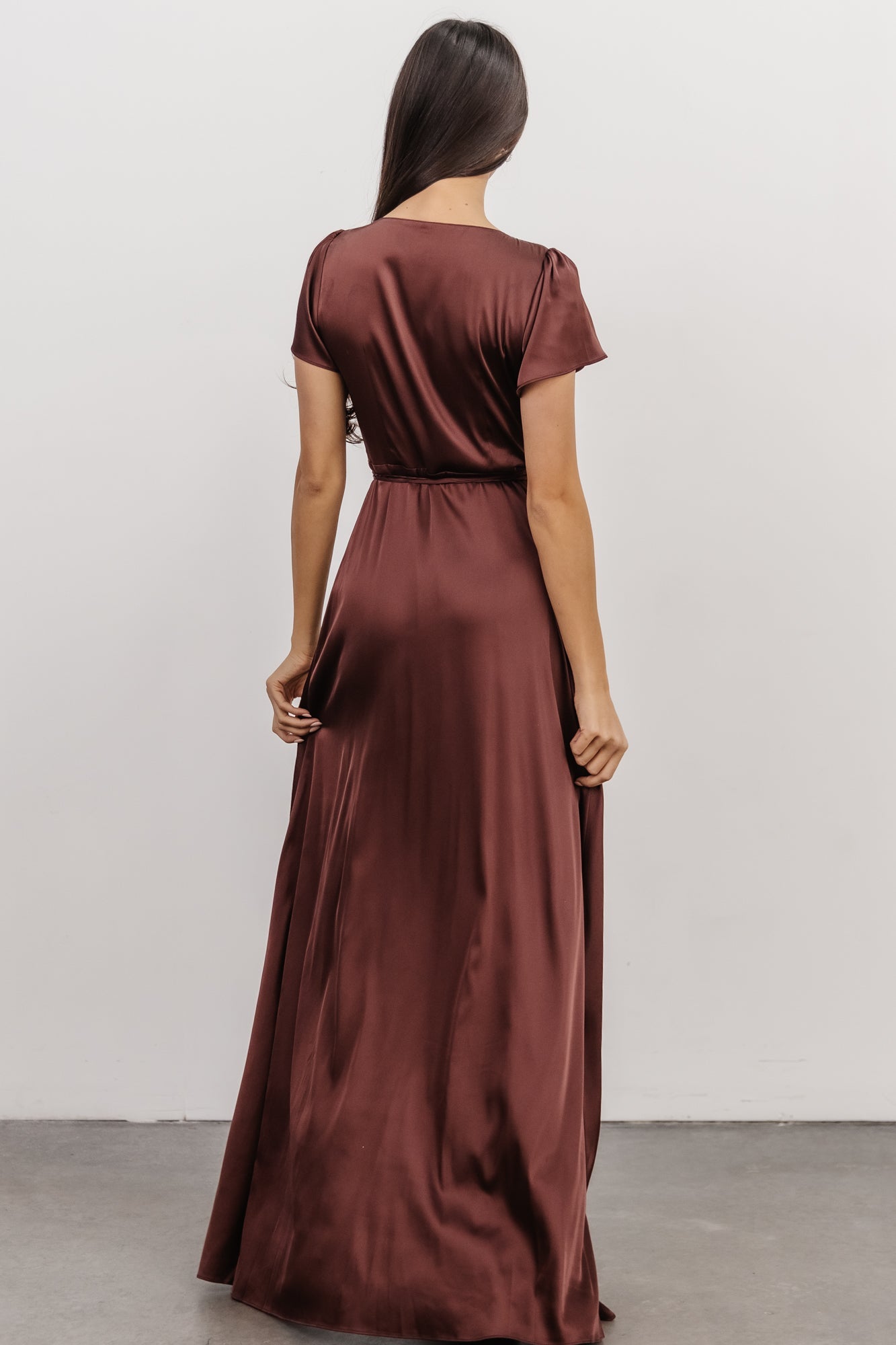 Krystal Satin Wrap Gown | Dark Clove Sale Best Wholesale