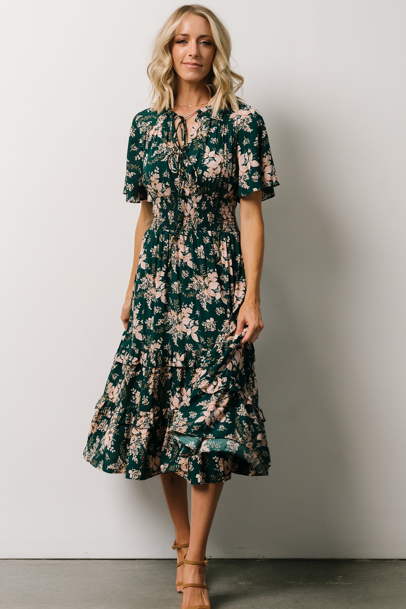 Spell Boho Midi Dress | Topaz + Blush Floral Sale Clearance